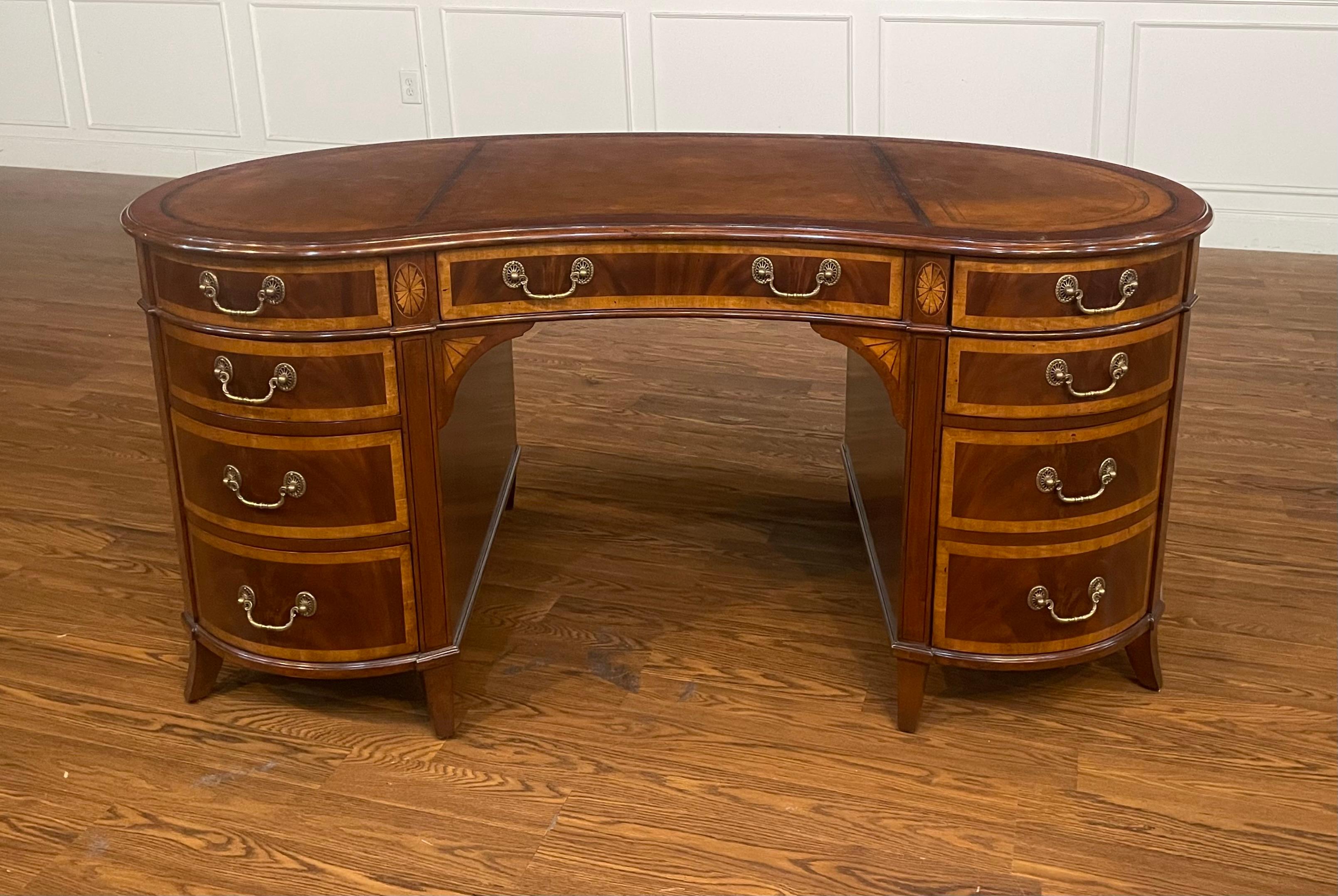 Mahogany Kidney Shaped Desk by Leighton Hall For Sale 4