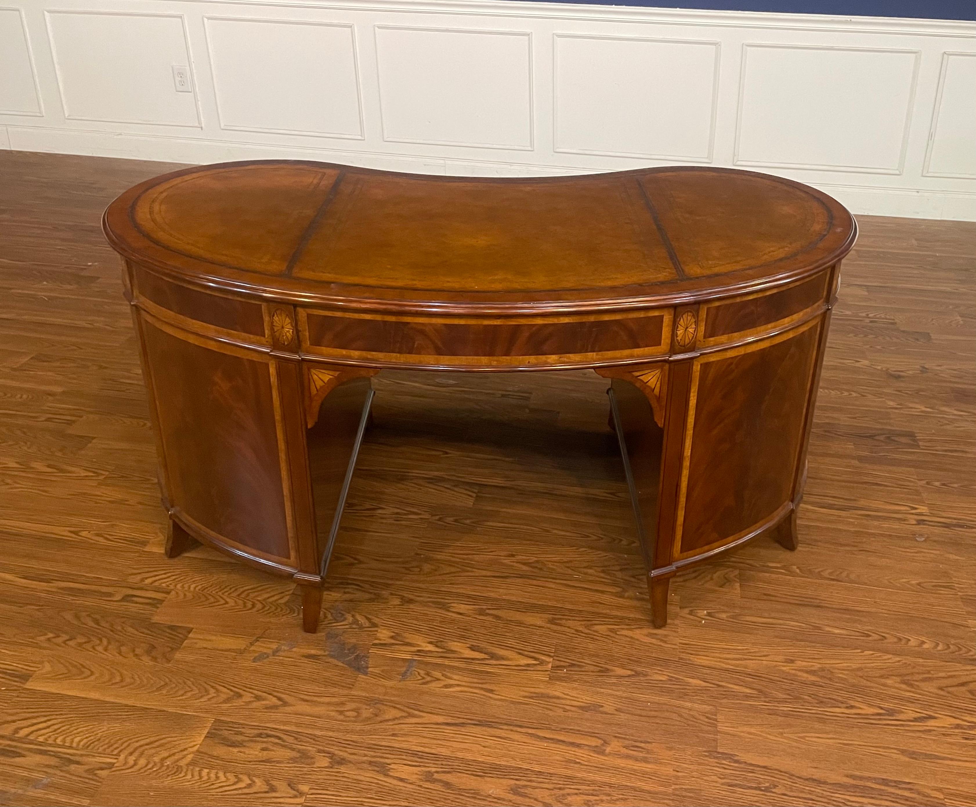Mahogany Kidney Shaped Desk by Leighton Hall For Sale 1