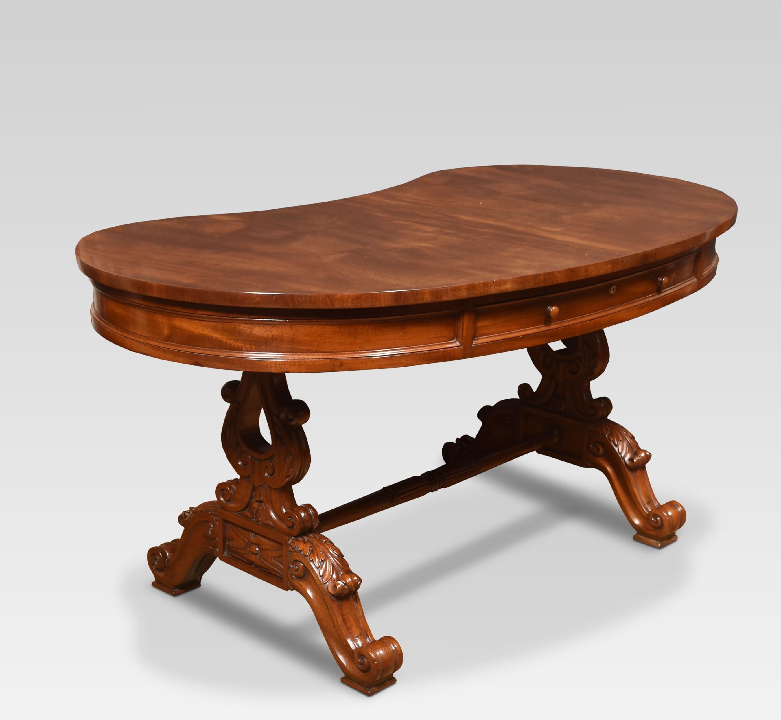 British Mahogany Kidney Shaped Dressing Table For Sale