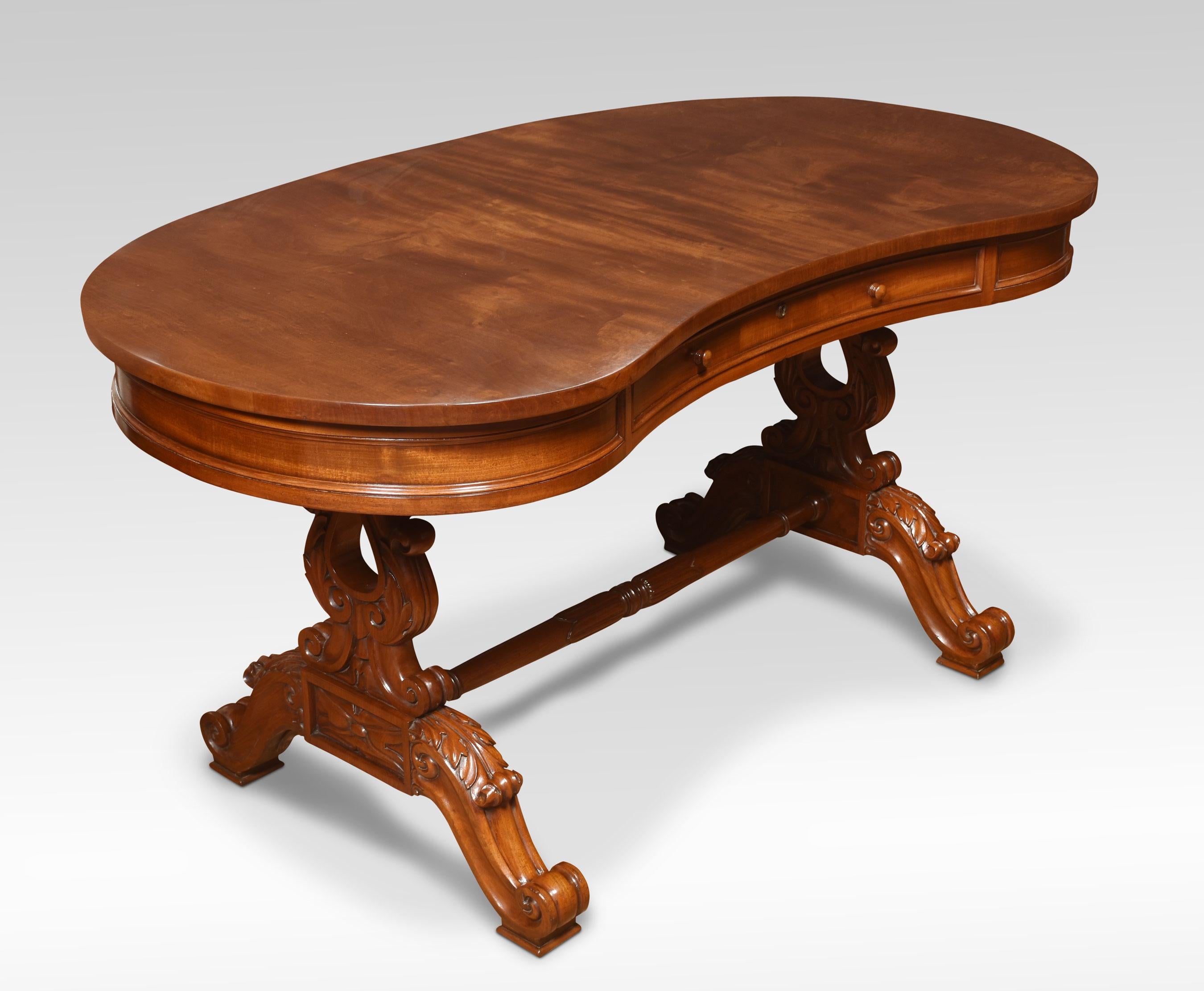 Wood Mahogany Kidney Shaped Dressing Table For Sale