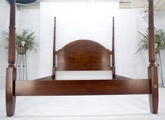 Mahogany King Size Banded Headboard Poster Bed w/ Turned Finials MINT!