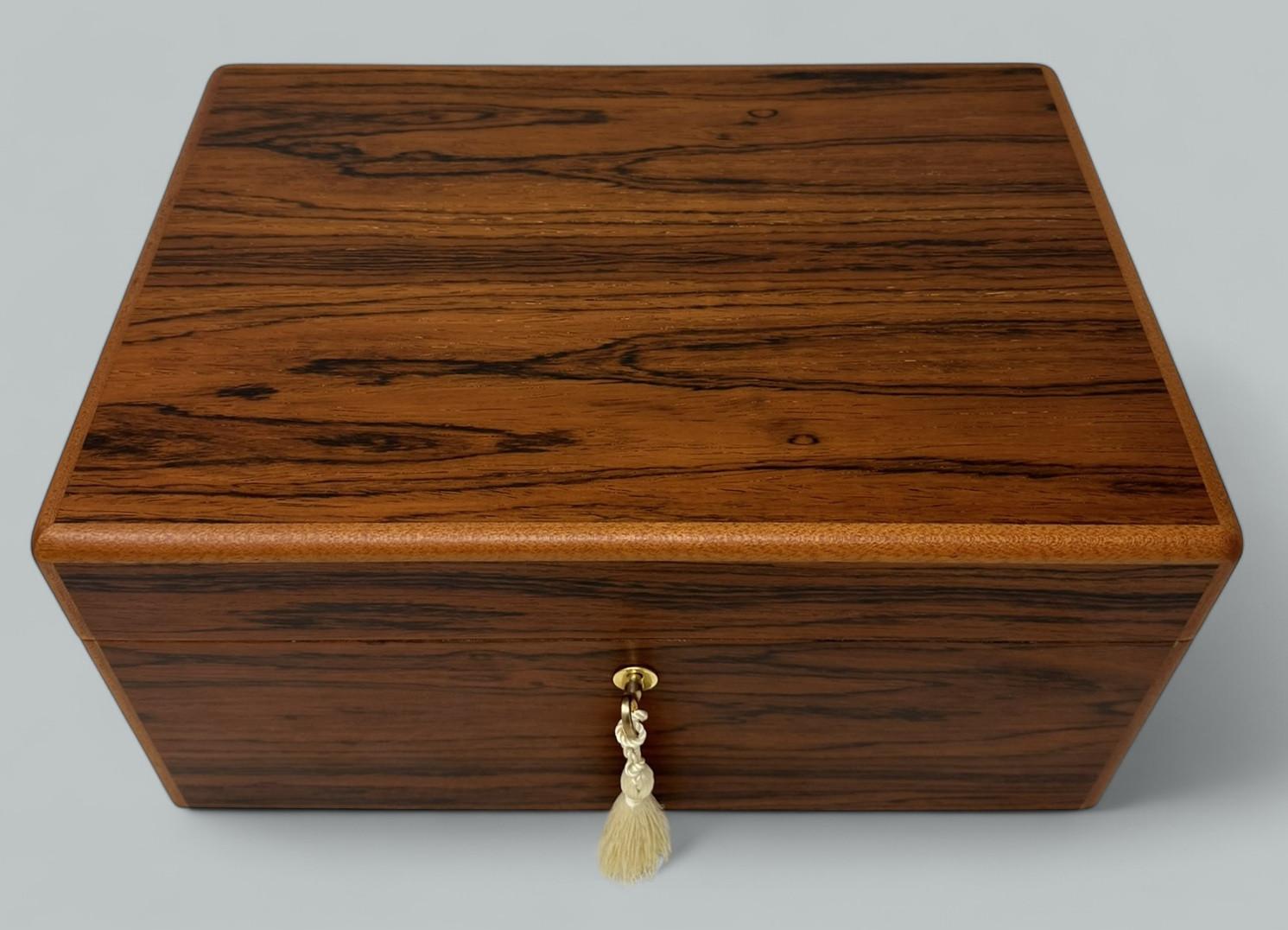 Modern Mahogany Ladys Gentlemans Handmade Jewelry Casket Box Manning Ireland Irish New For Sale
