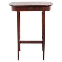 Mahogany Lamp Table or Sewing Table with Brass Lock & Tapered Legs from the 1920