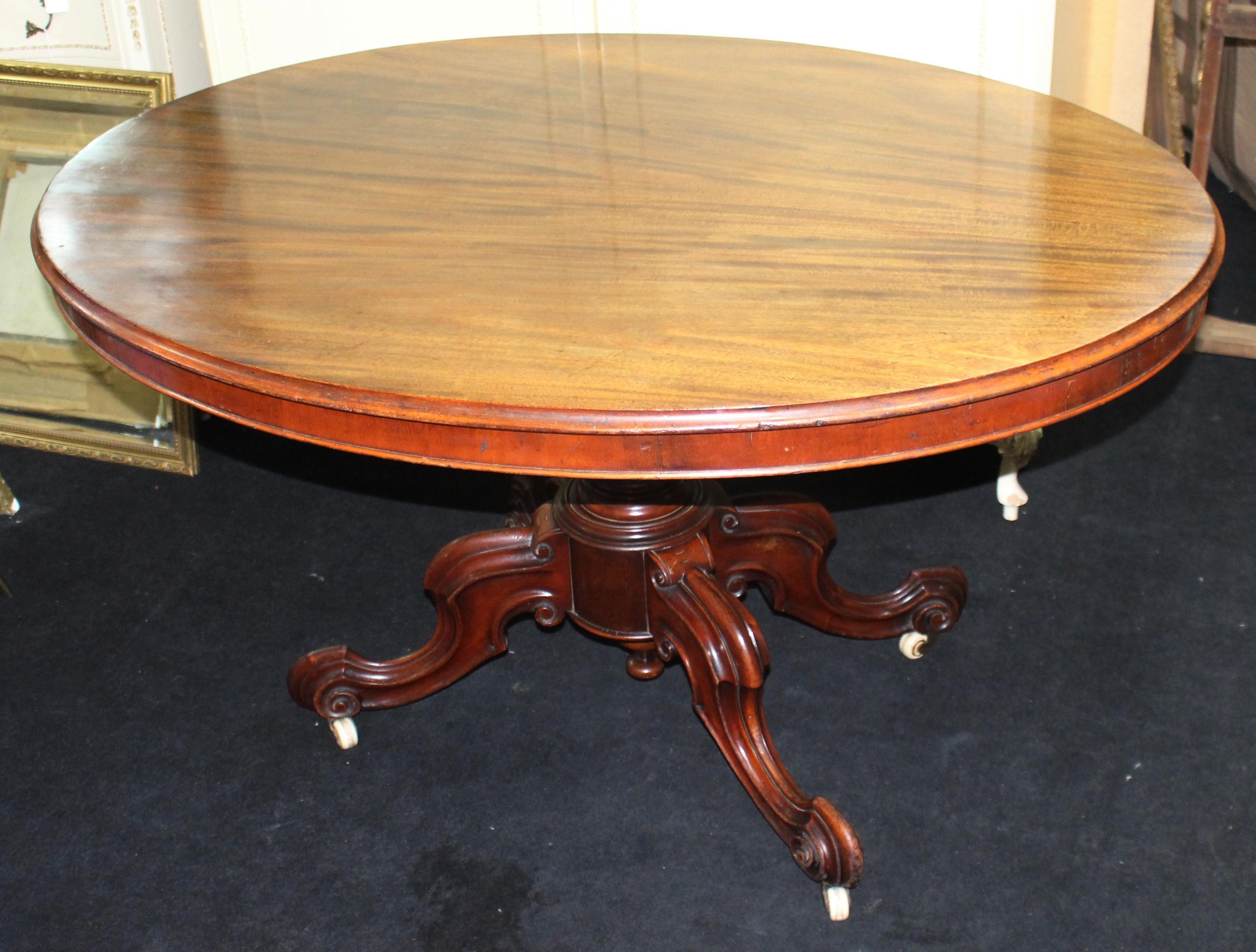 Mahogany late 19th c. oval table
 

Top 128 x 95 cm 20 1/2 x 37 1/2 in

Height 74 cm 29in


Mid/late Victorian, English

Mahogany

A few marks to wood commensurate with age. Some 'wobble' to base 
 

Nice quality Victorian oval