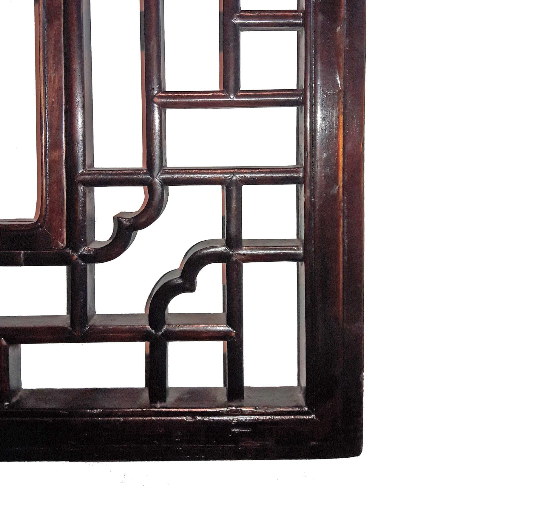 Elm Hand-Carved Wood Lattice Panel, Early 20th Century
