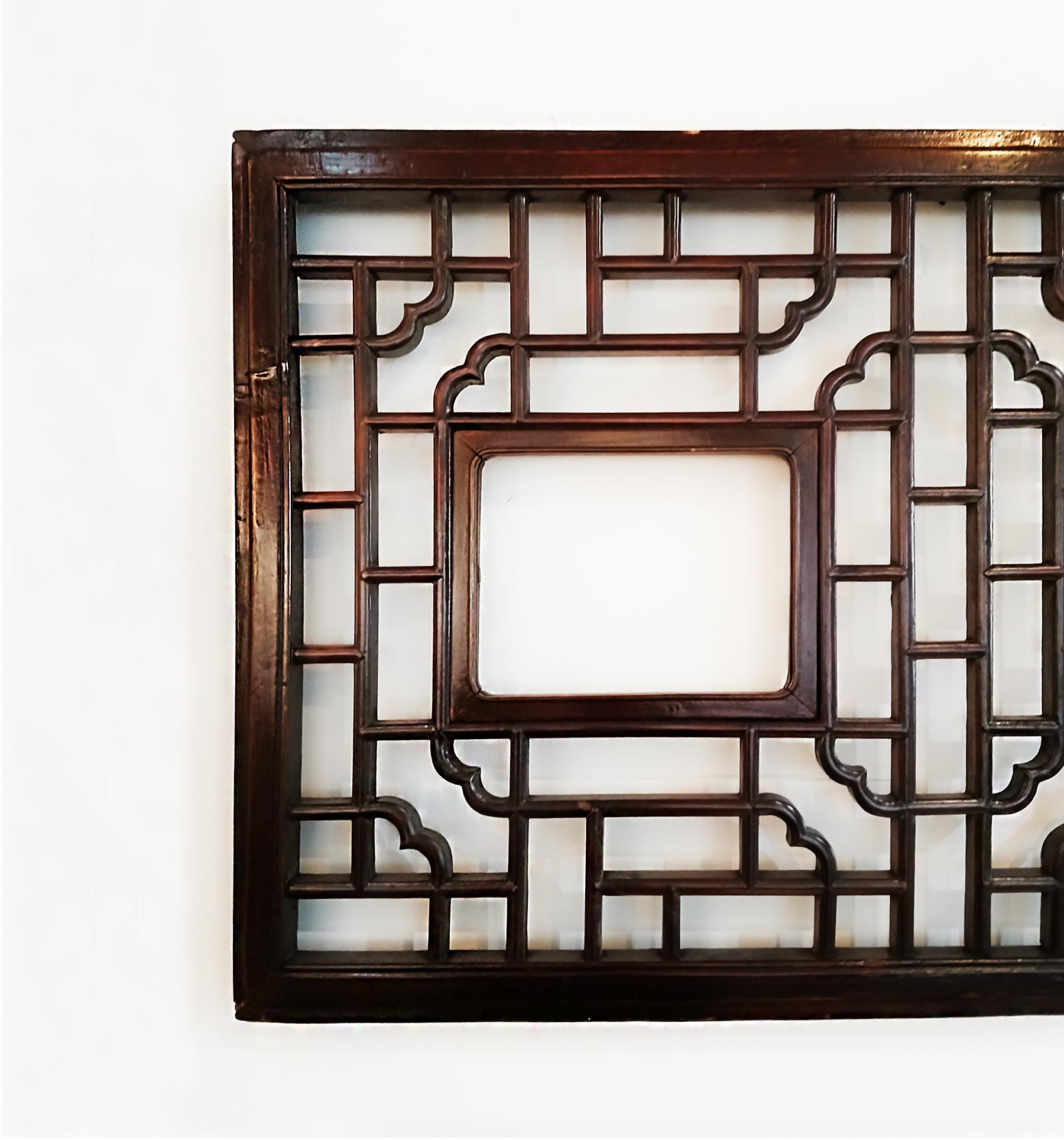 Hand-Carved Wood Lattice Panel, Early 20th Century 1