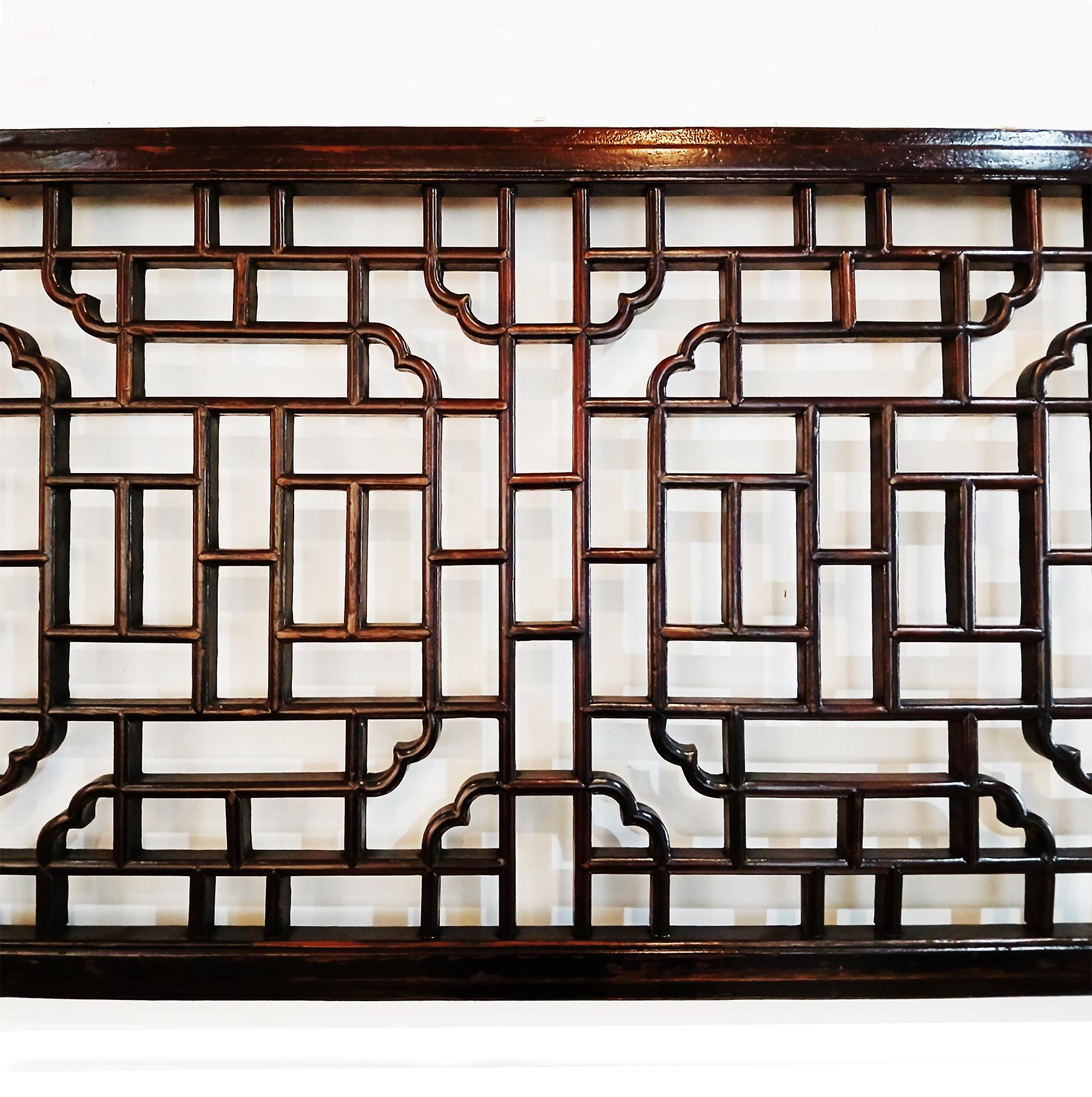 Hand-Carved Wood Lattice Panel, Early 20th Century 2