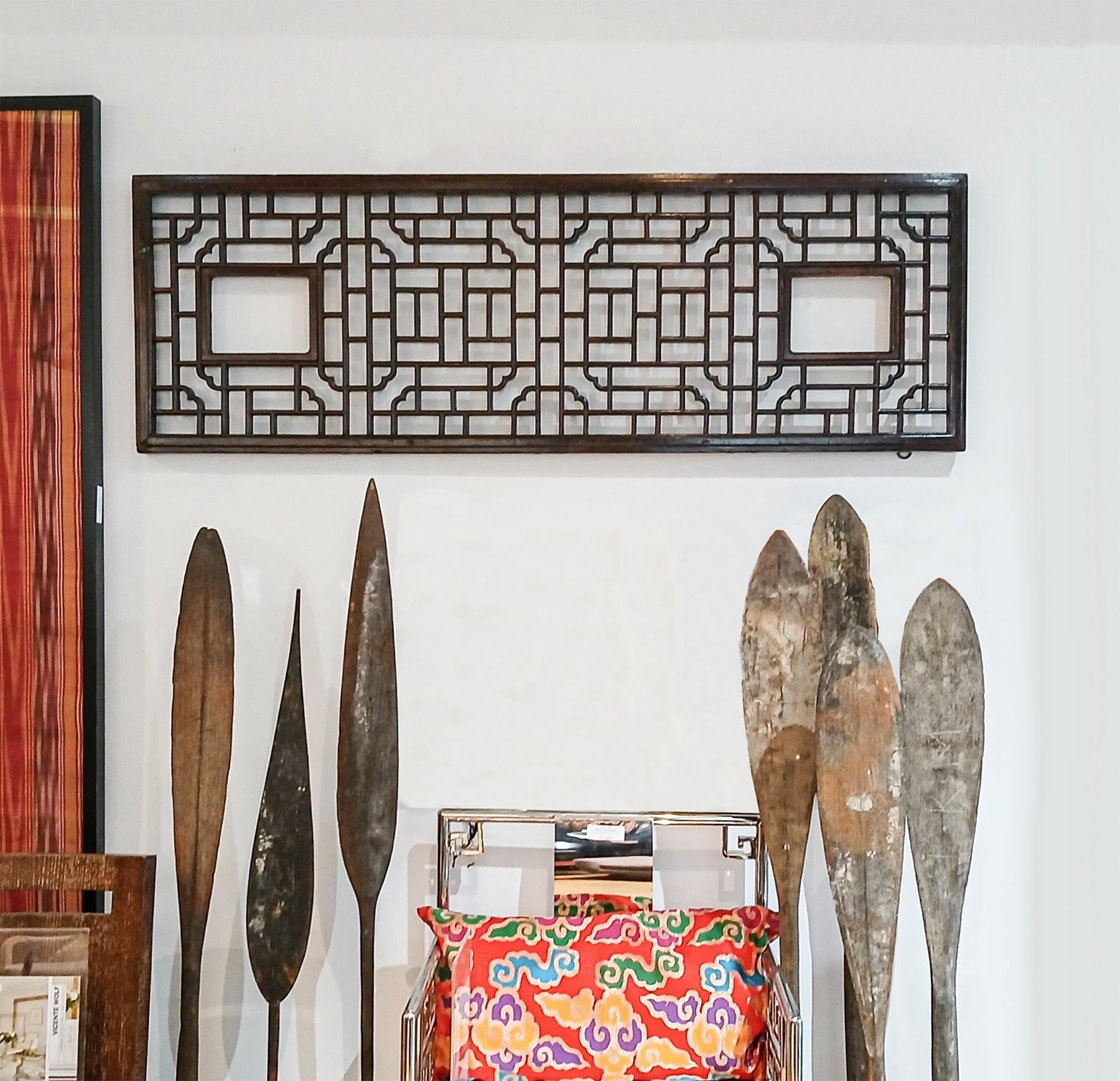Hand-Carved Wood Lattice Panel, Early 20th Century 9