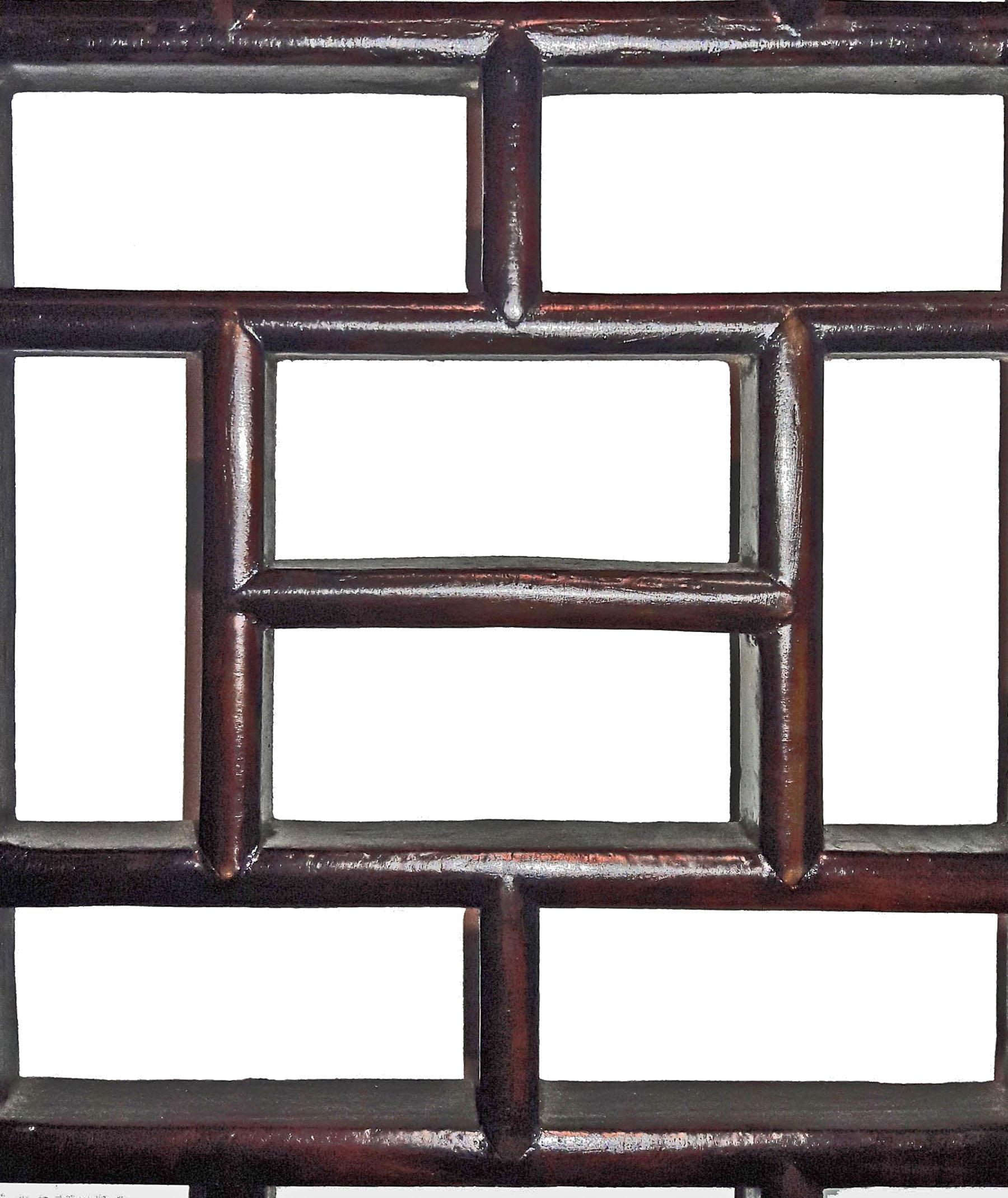 Lacquered Hand-Carved Wood Lattice Panel, Early 20th Century