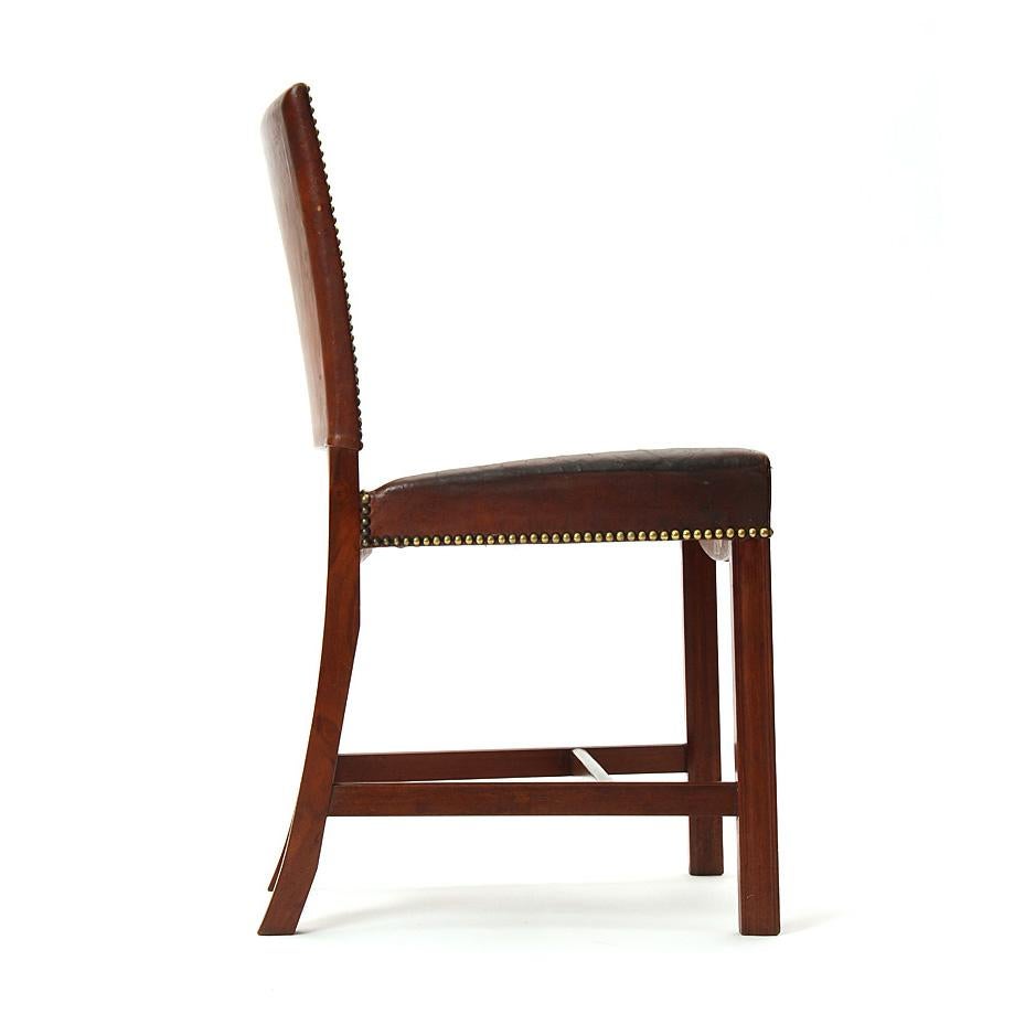 Scandinavian Modern Mahogany and Leather Barcelona Chair by Kaare Klint for Rud Rasmussen For Sale