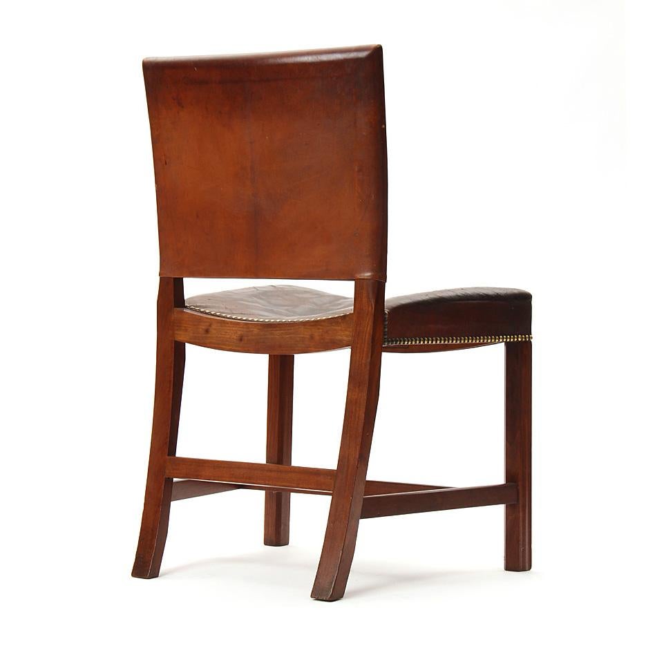 Danish Mahogany and Leather Barcelona Chair by Kaare Klint for Rud Rasmussen For Sale