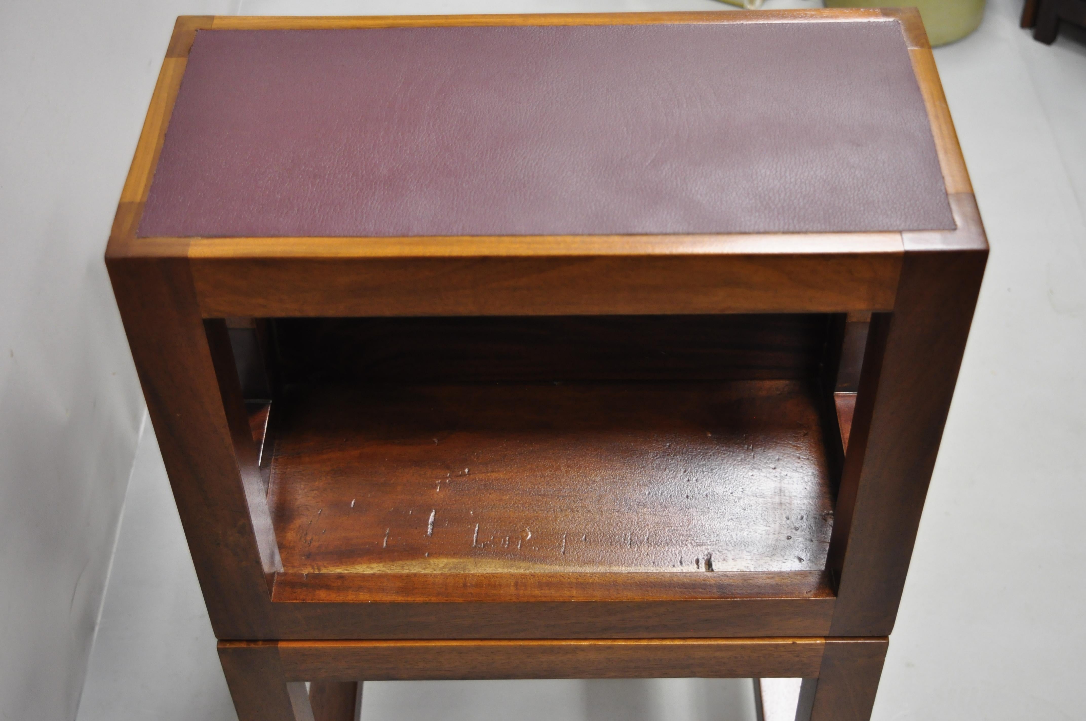 Mahogany Leather English Campaign Flip Library Step Metamorphic End Table Ladder 3