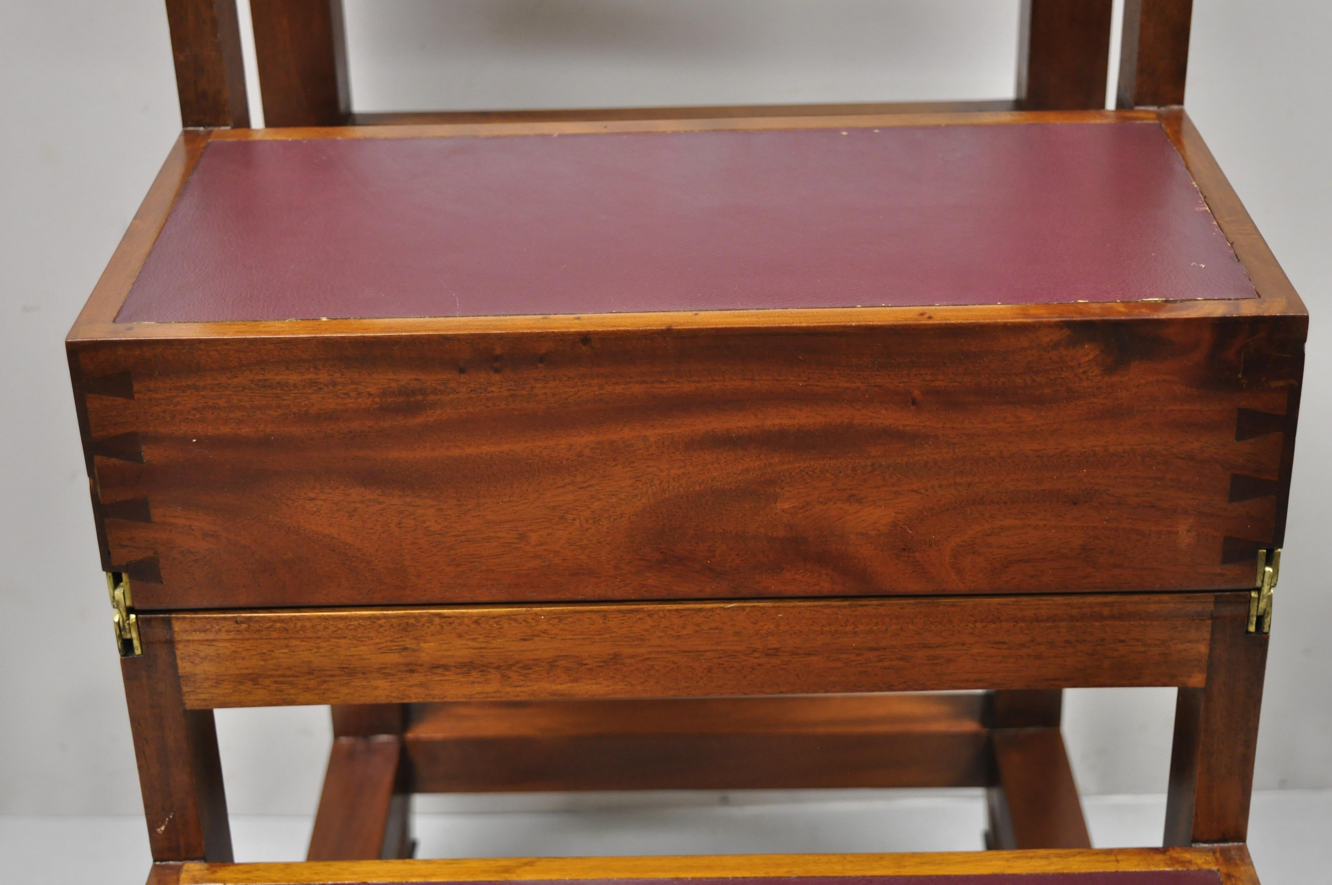Table d'extrémité de table métamorphique en cuir d'acajou pour campagne anglaise, marche de bibliothèque à bascule 5