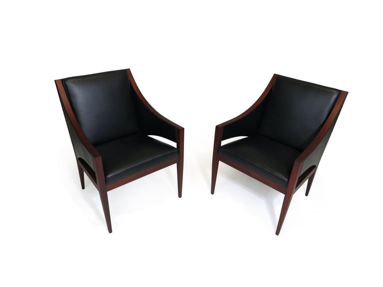 Mahogany & Leather Lounge Chairs c.1948 Denmark For Sale 5