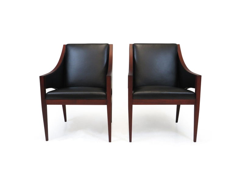 Mahogany & Leather Lounge Chairs c.1948 Denmark For Sale 1