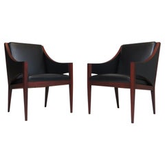 Vintage Mahogany & Leather Lounge Chairs c.1948 Denmark