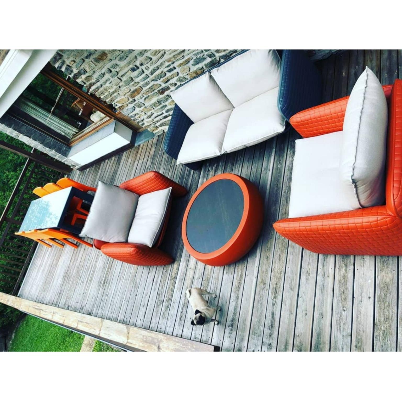 Contemporary Mahogany Leather Mara Armchair by Lorenza Bozzoli For Sale