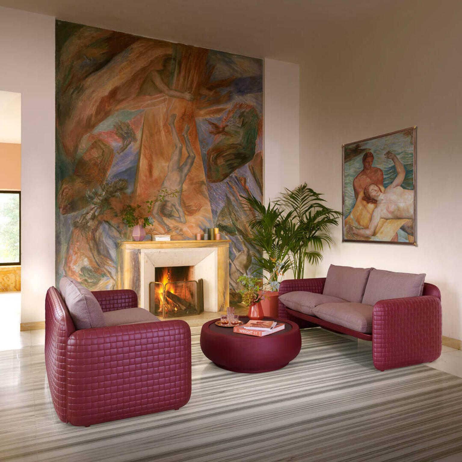 Mahogany Leather Mara Armchair by Lorenza Bozzoli For Sale 1