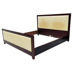 Retro Mahogany & Leather Queen Bed by Barbara Barry for Baker Furniture, USA Made