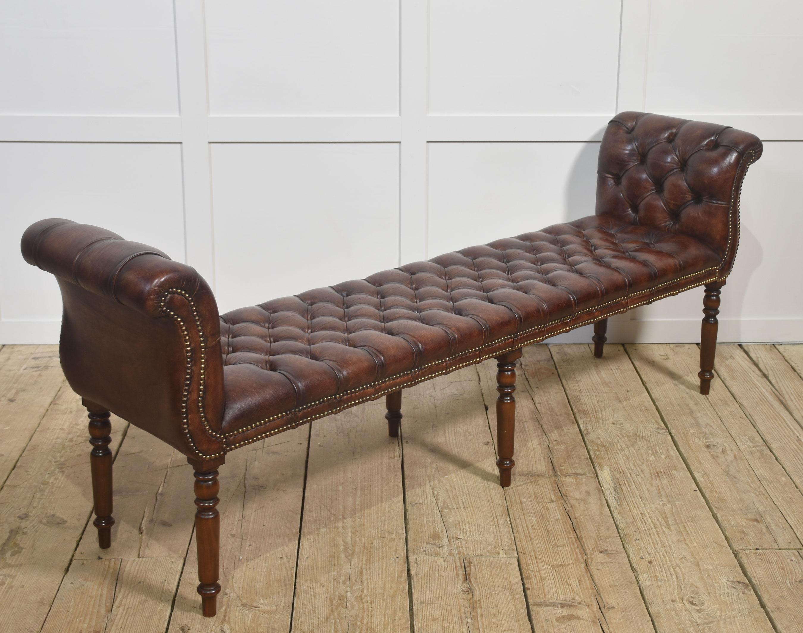20th Century Mahogany leather upolstered stool For Sale