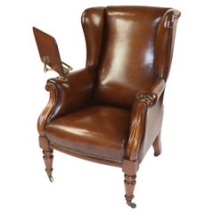 Mahogany & Leather Wing Library chair with Reading Lectern circa 1830s