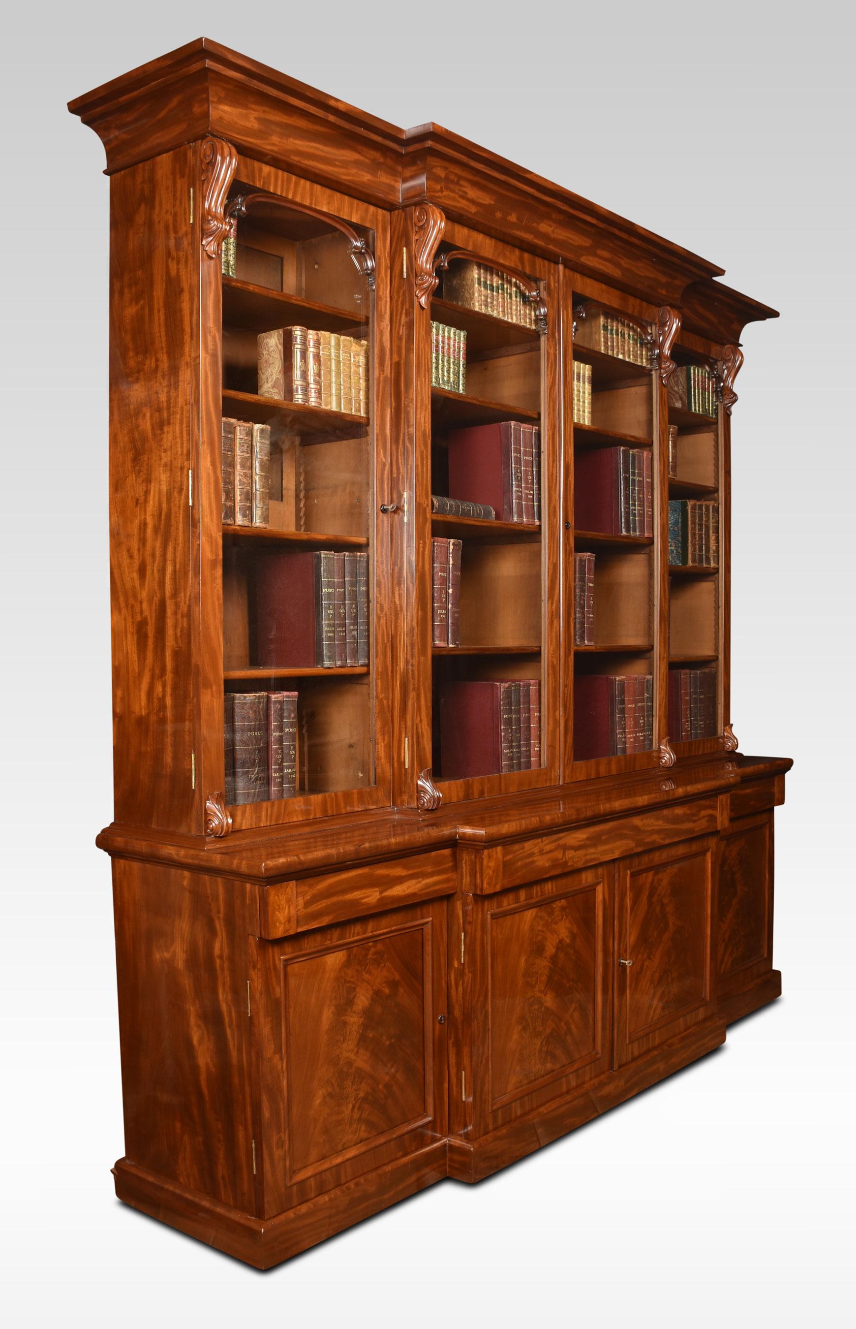 Mahogany Library Breakfront Bookcase For Sale 3