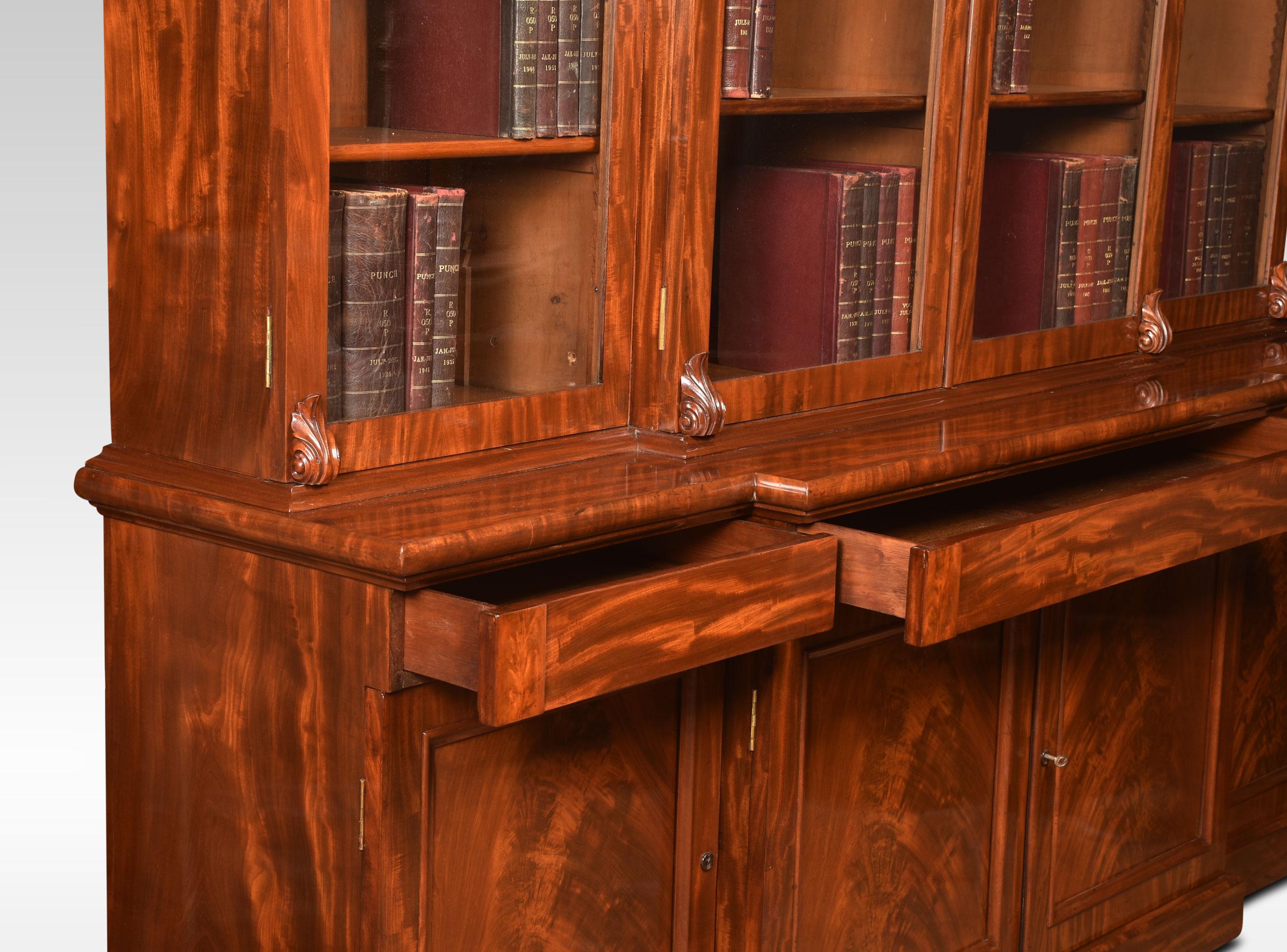 Mahogany Library Breakfront Bookcase For Sale 5