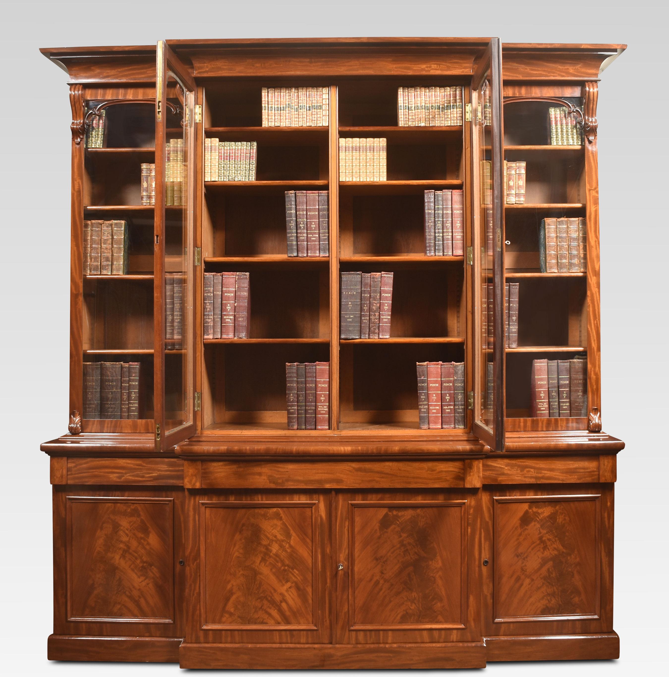 Mahogany Library Breakfront Bookcase For Sale 7