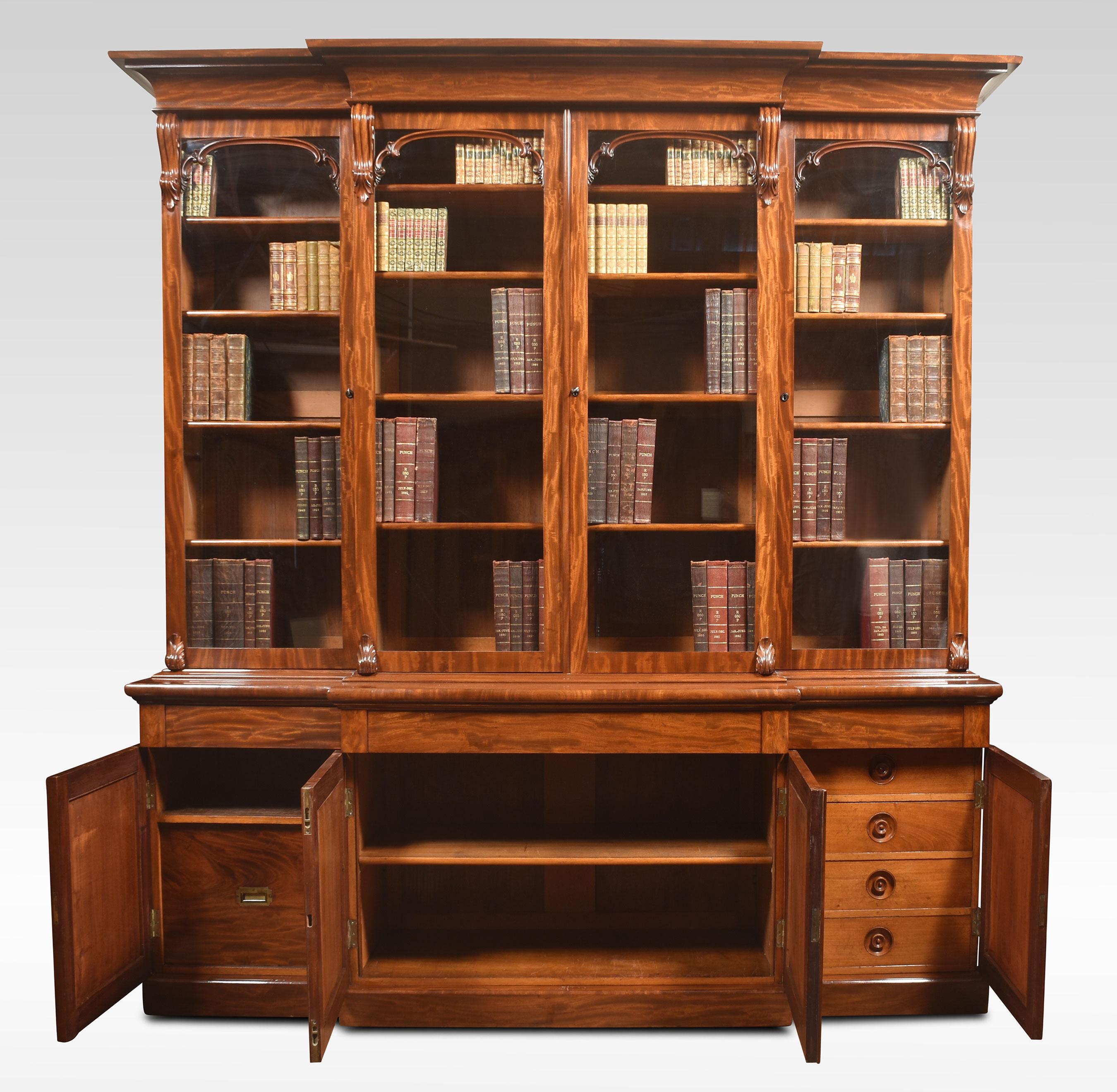 Mahogany Library Breakfront Bookcase For Sale 9
