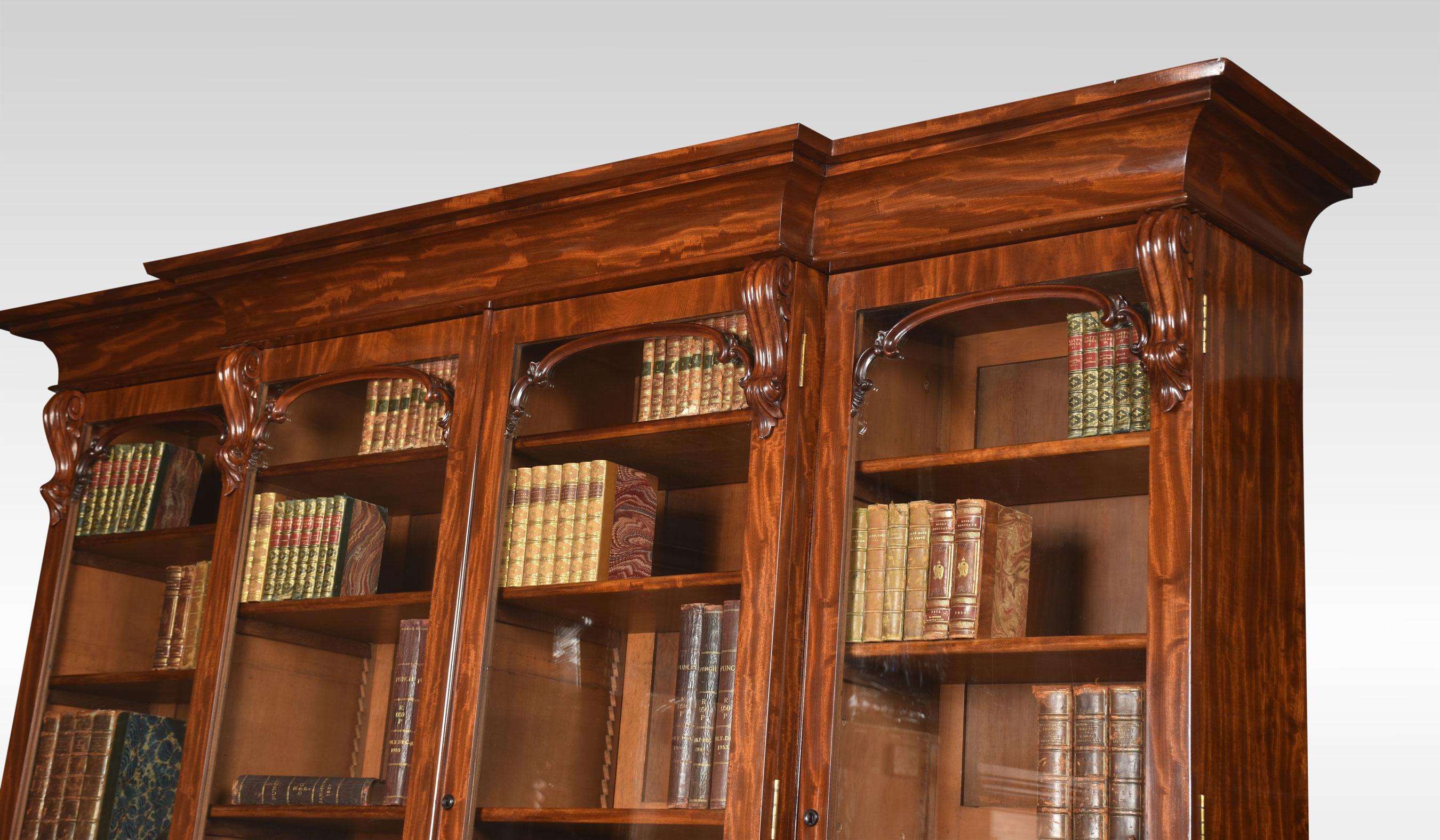 Mahogany Library Breakfront Bookcase For Sale 1