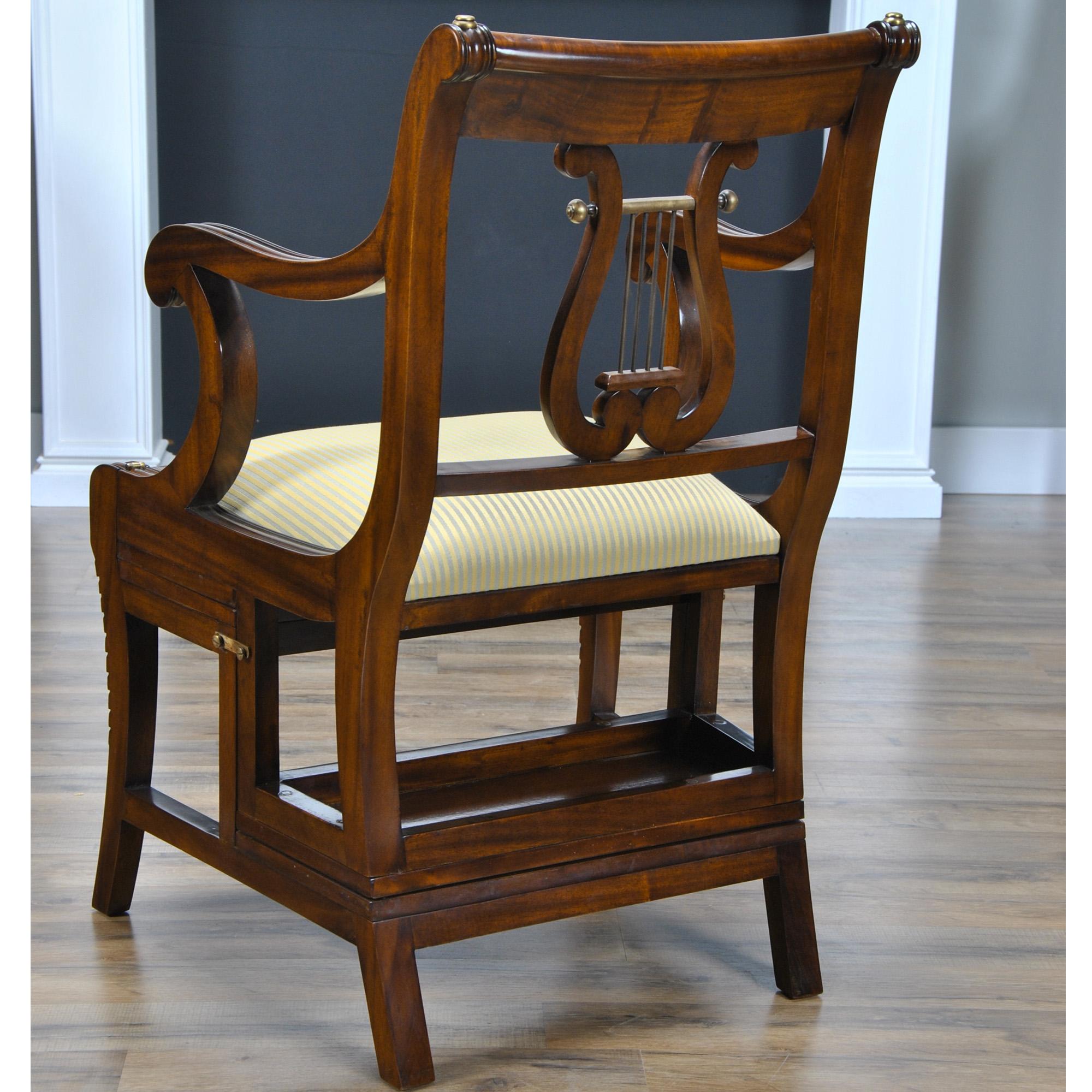 Hand-Carved Mahogany Library Chair  For Sale
