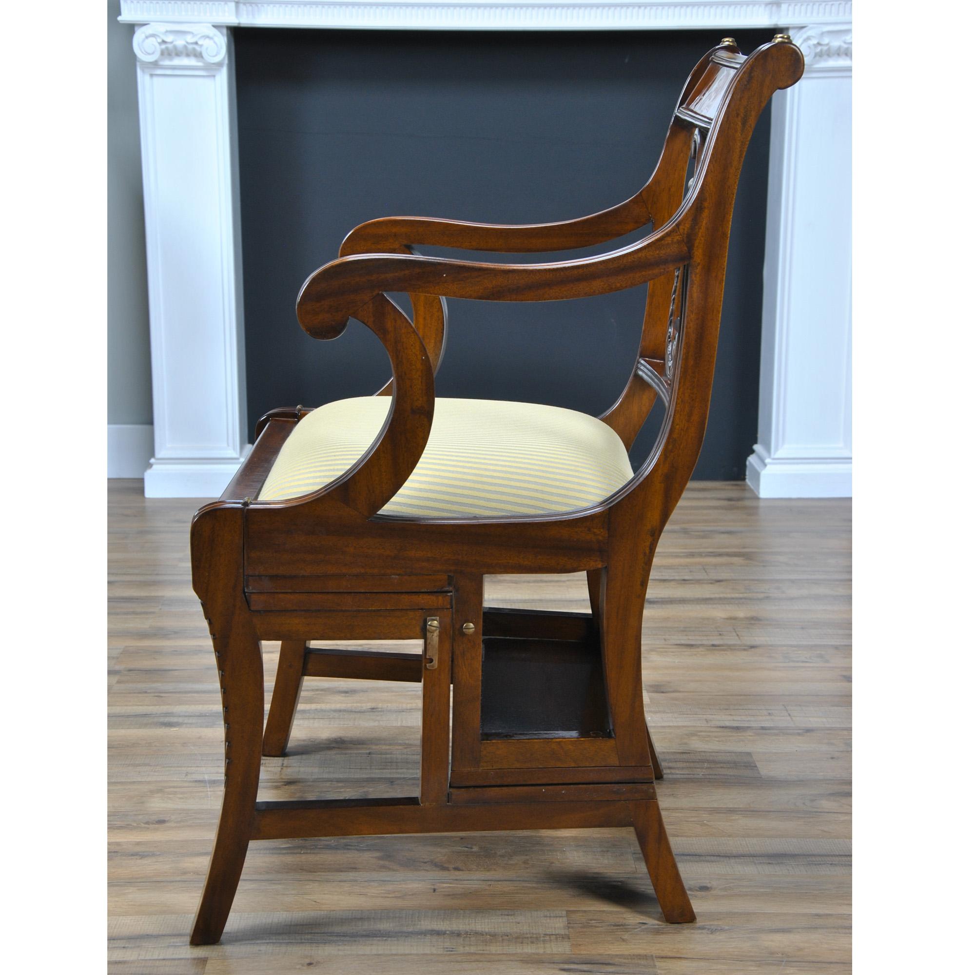Fabric Mahogany Library Chair  For Sale
