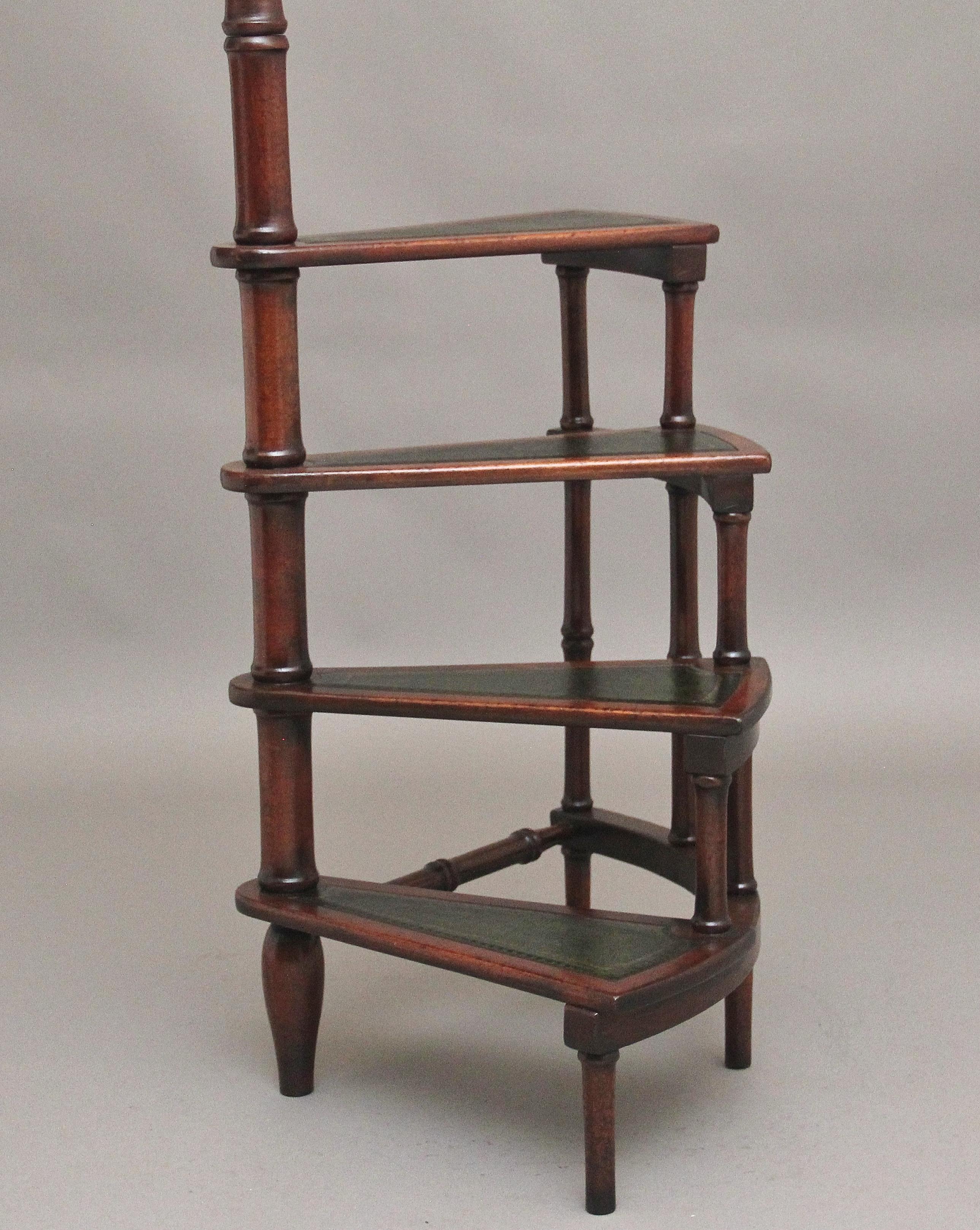 Mid-20th Century Mahogany library steps For Sale