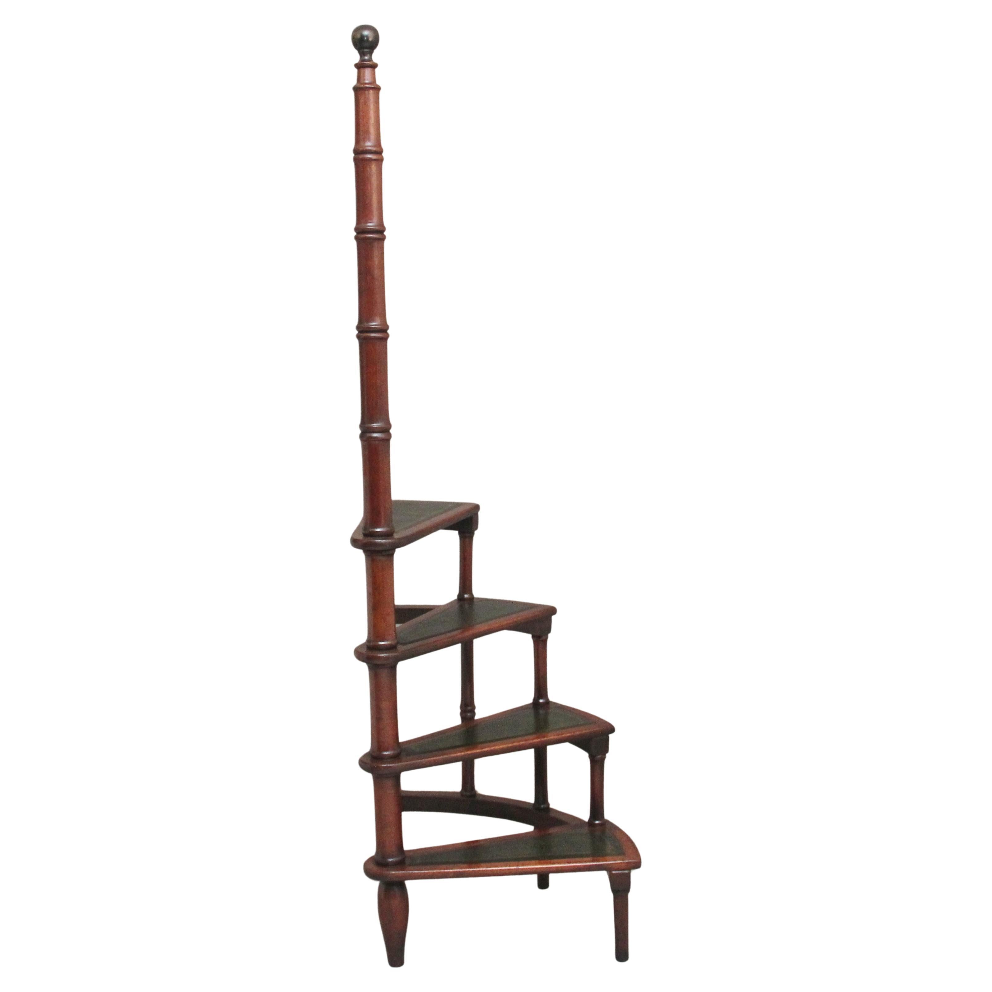 Mahogany library steps For Sale
