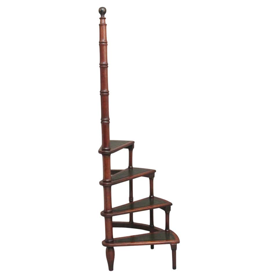Heavy Victorian Spiral Library Steps with Turned Supports For Sale at ...