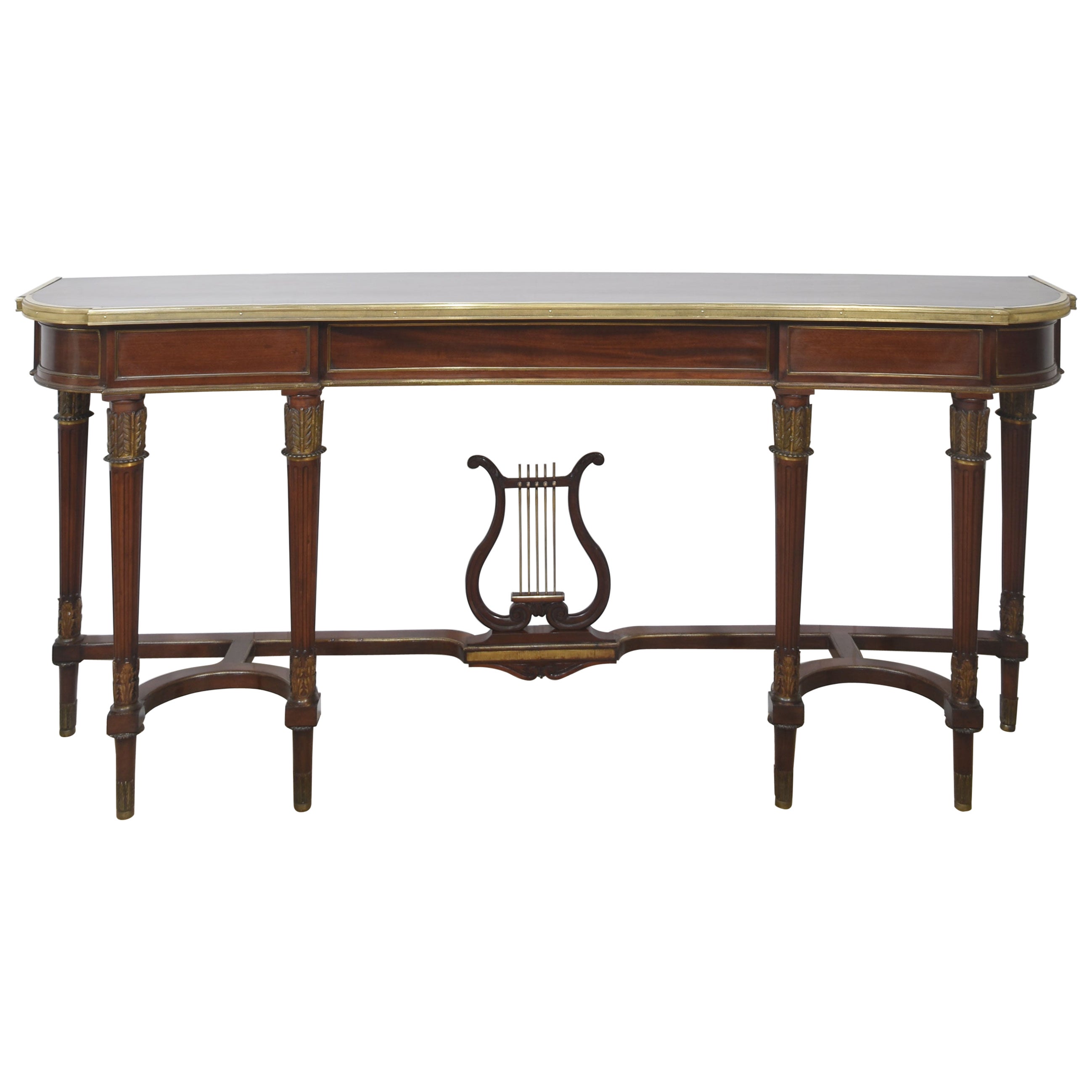 Mahogany Long Console Table in the French Empire Revival Style