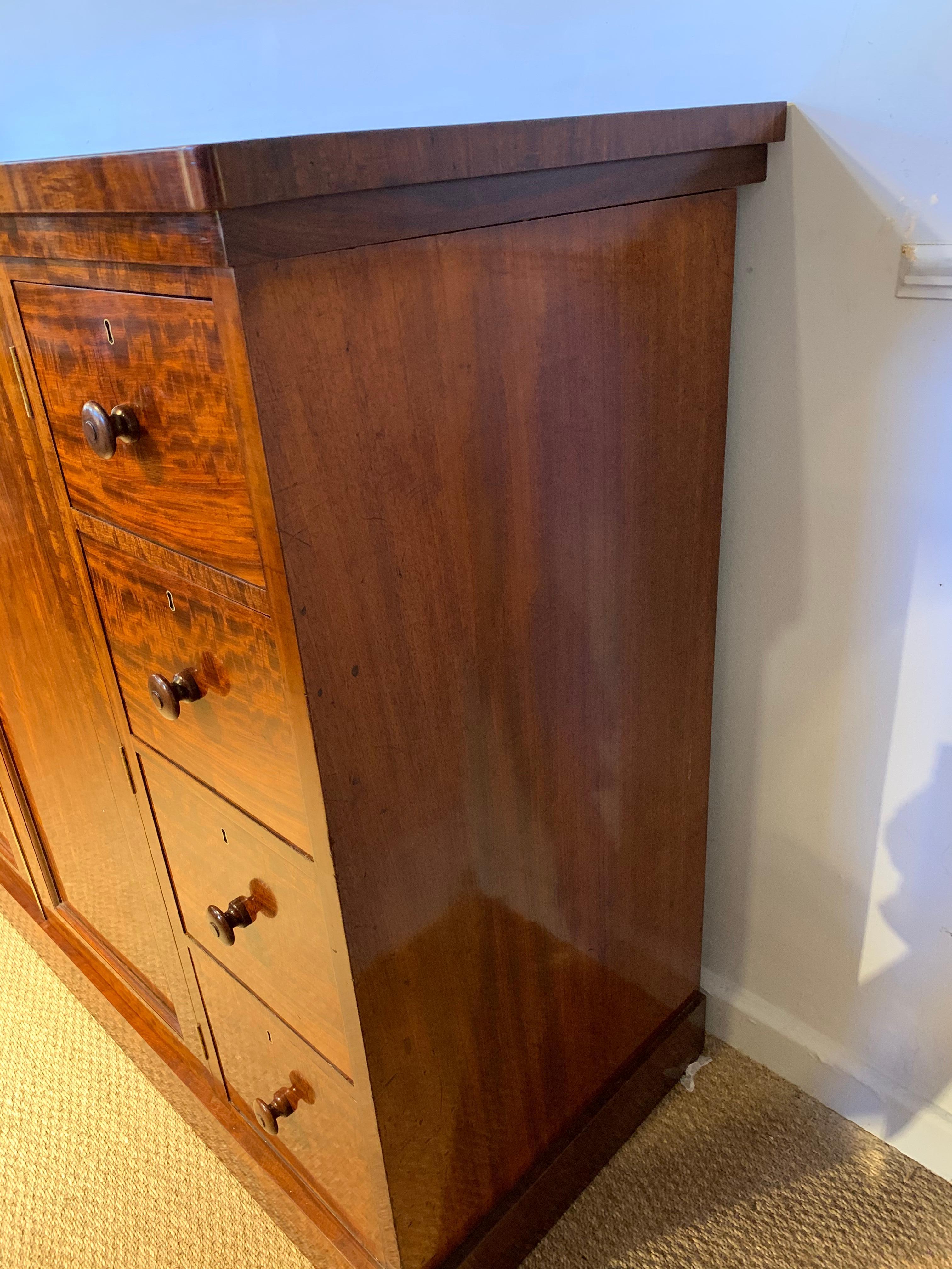 Mahogany Long Low Linen Press For Sale 4