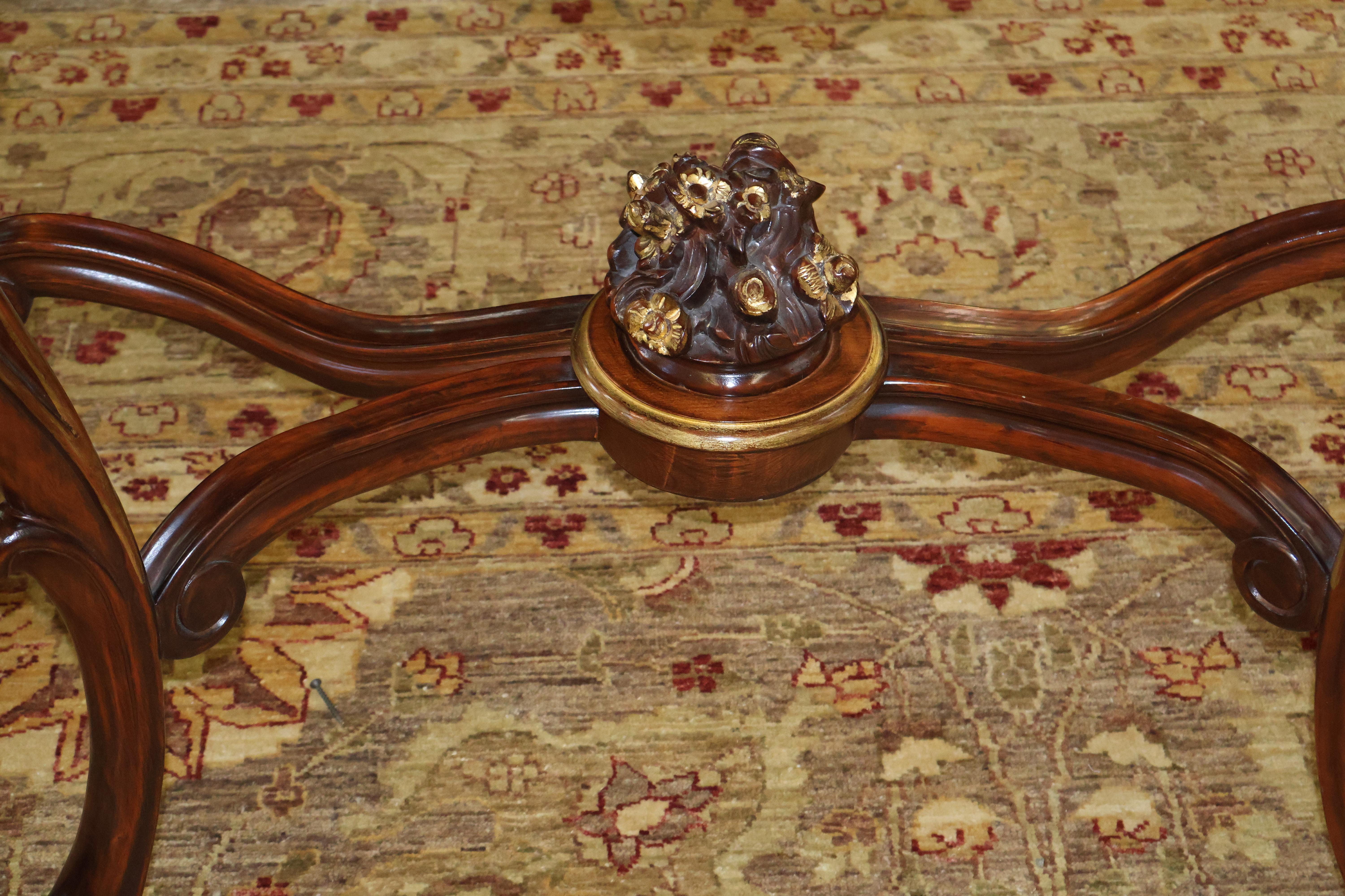 Mahogany Louis XV French Style Marble Top Console With Mirror For Sale 8