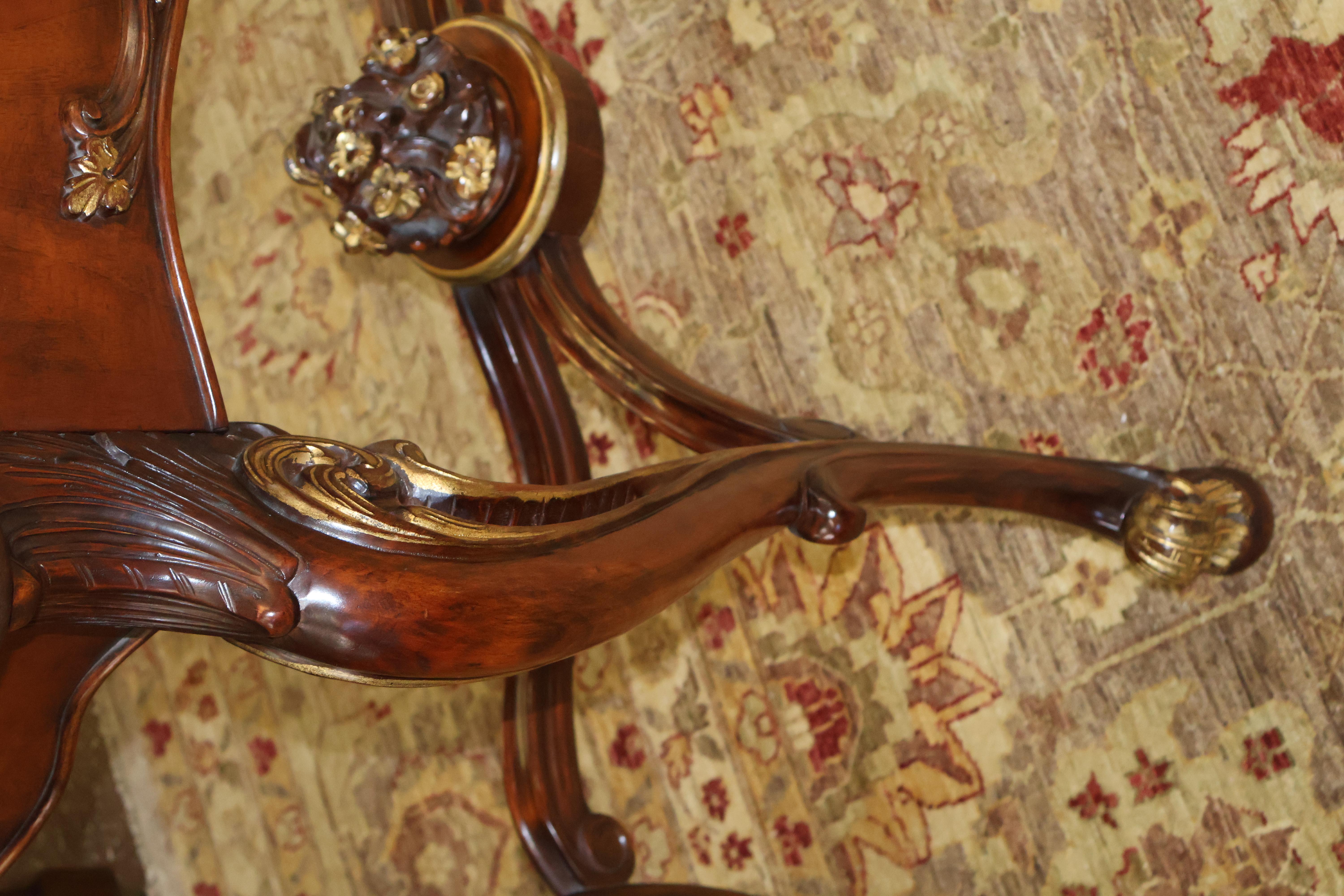 Mahogany Louis XV French Style Marble Top Console With Mirror For Sale 9