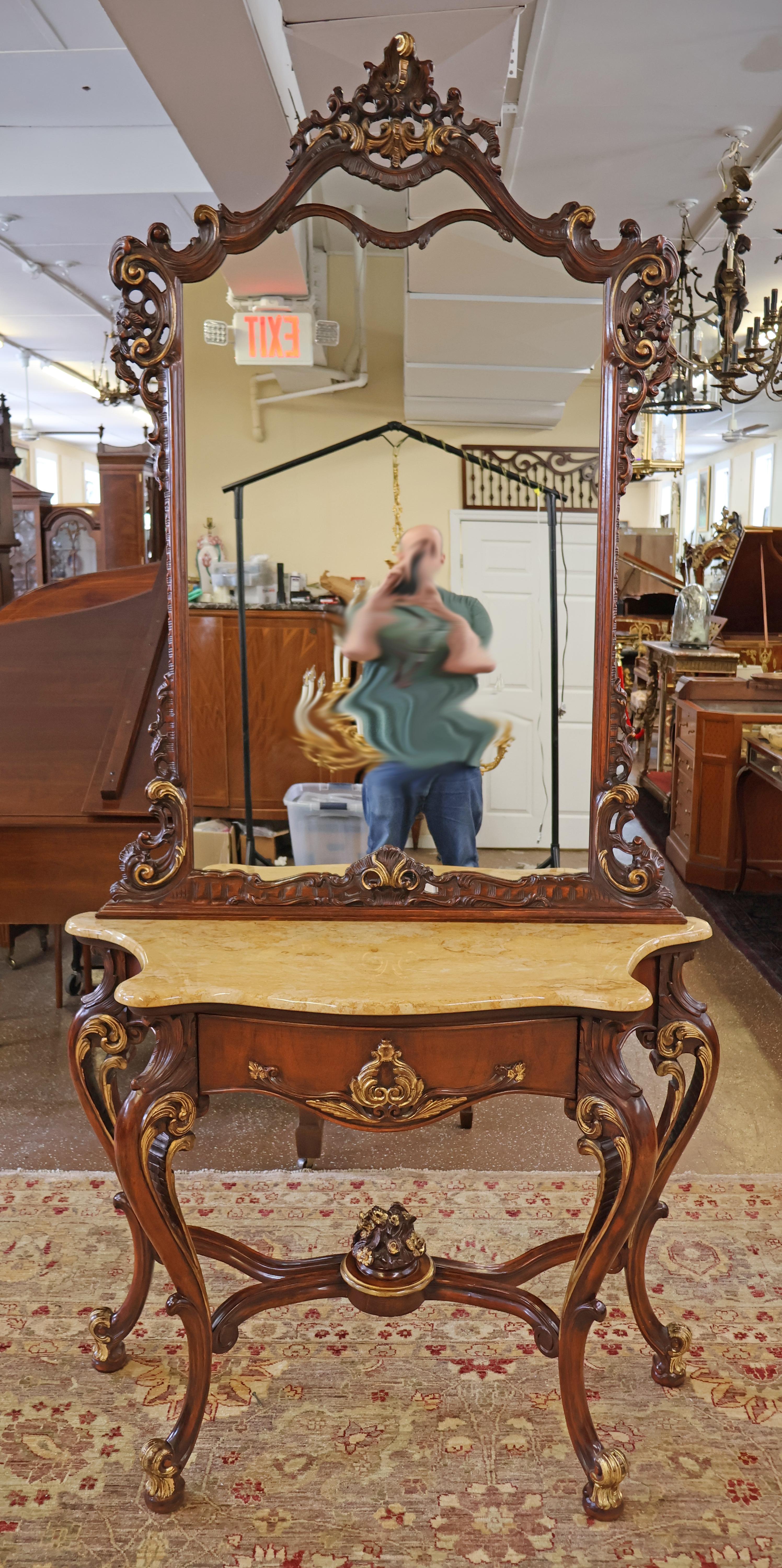 ​Mahogany Louis XV French Style Marble Top Console With Mirror

Dimensions : 98.25