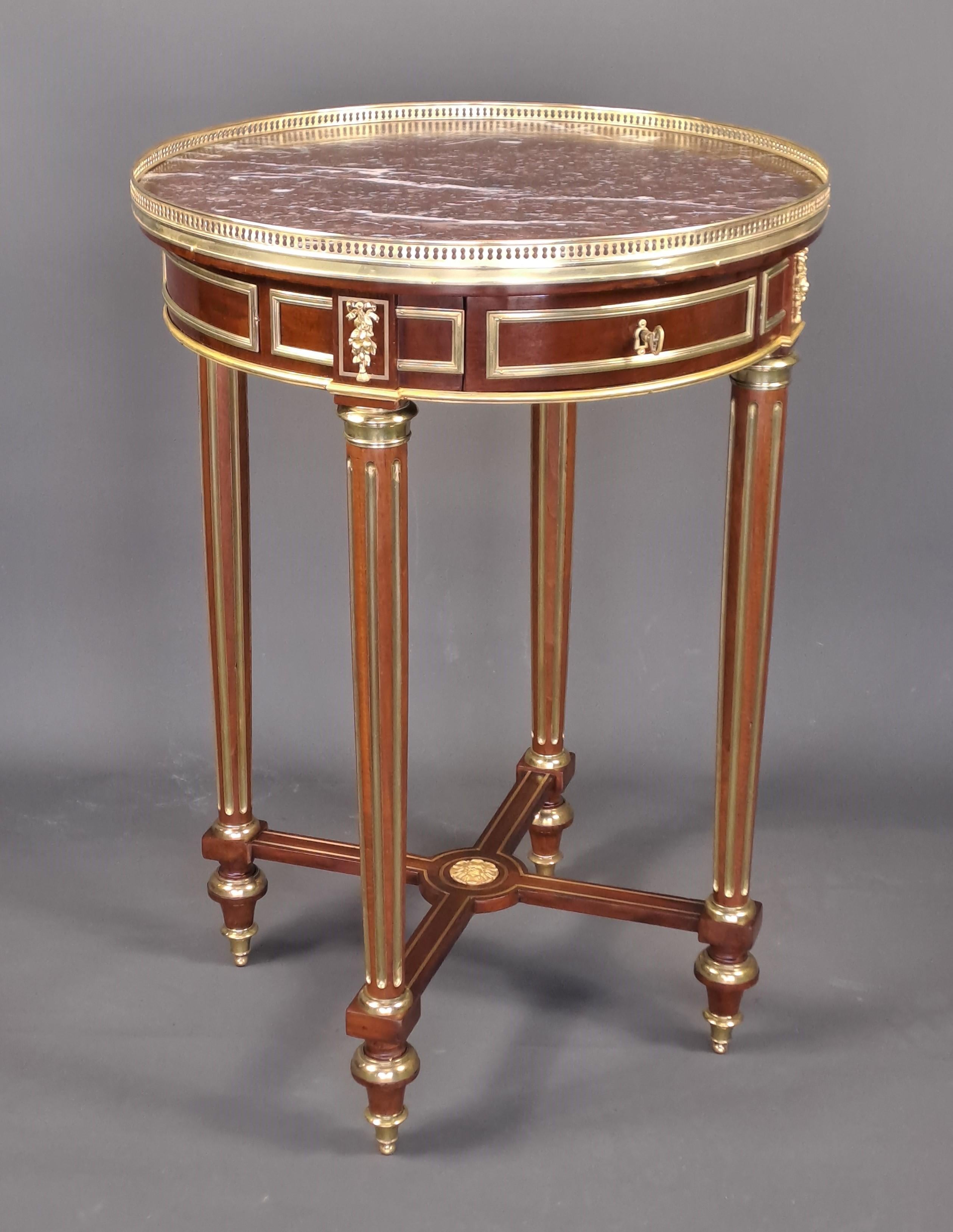 Gilt Mahogany Louis XVI Style Gueridon For Sale