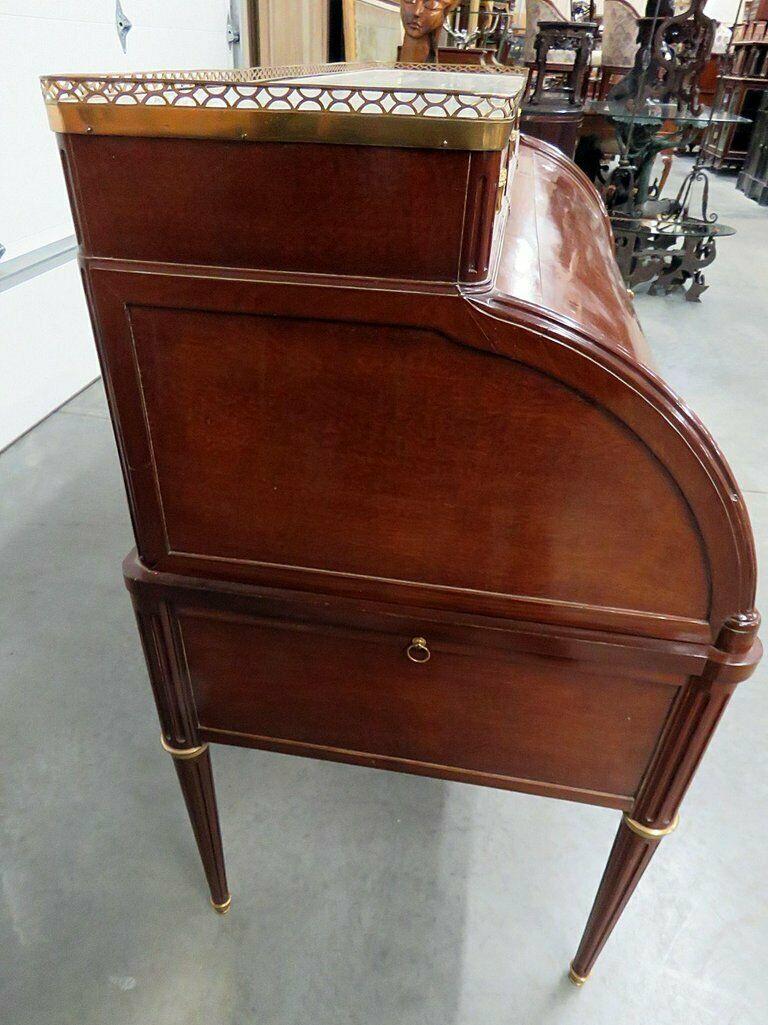 Mahogany Louis XVI Style Roll Top Desk Attributed to Jansen Finished Back 2