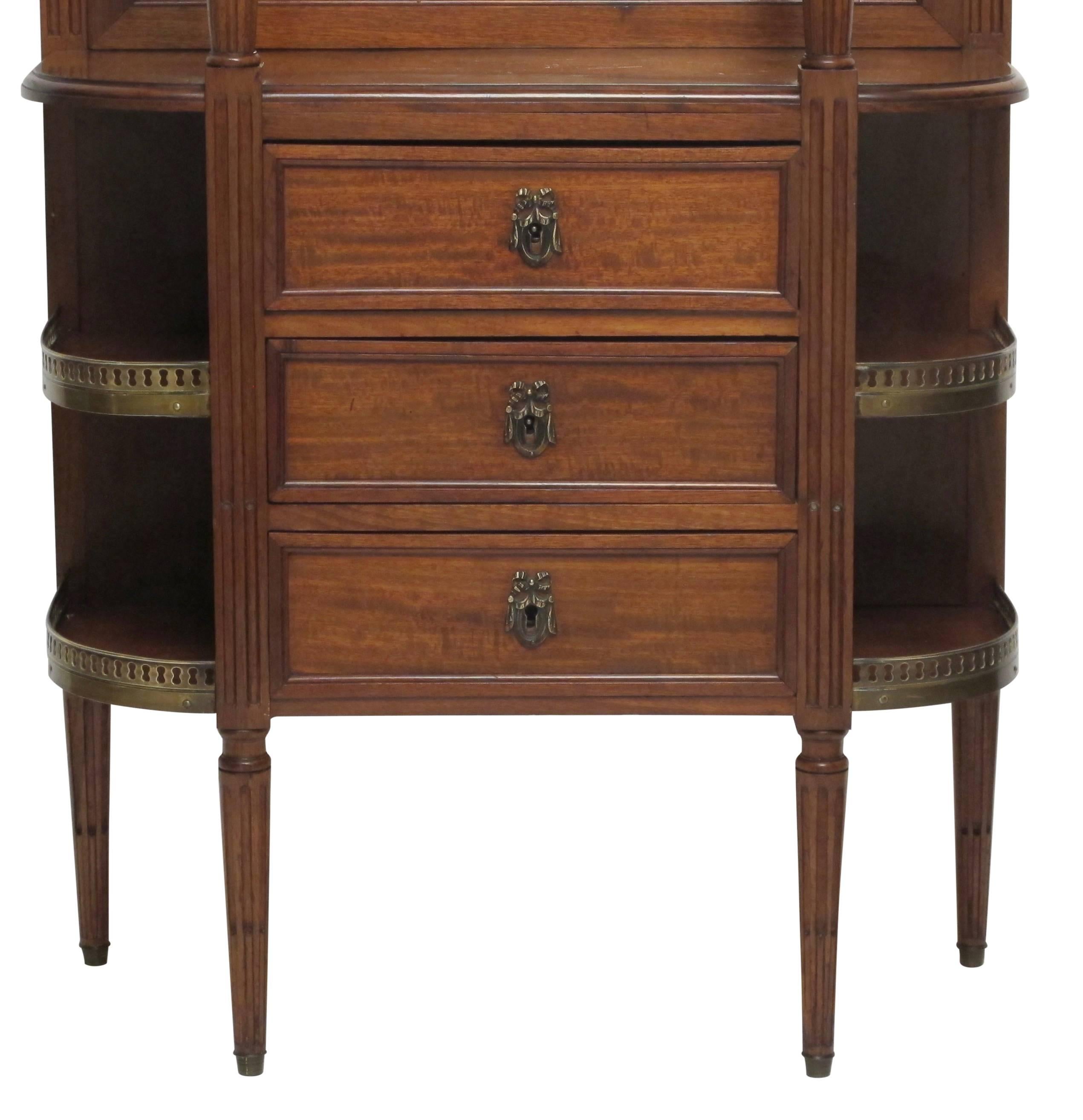 20th Century Mahogany Louis XVI Style What Not Stand with Marble Top, French, circa 1900