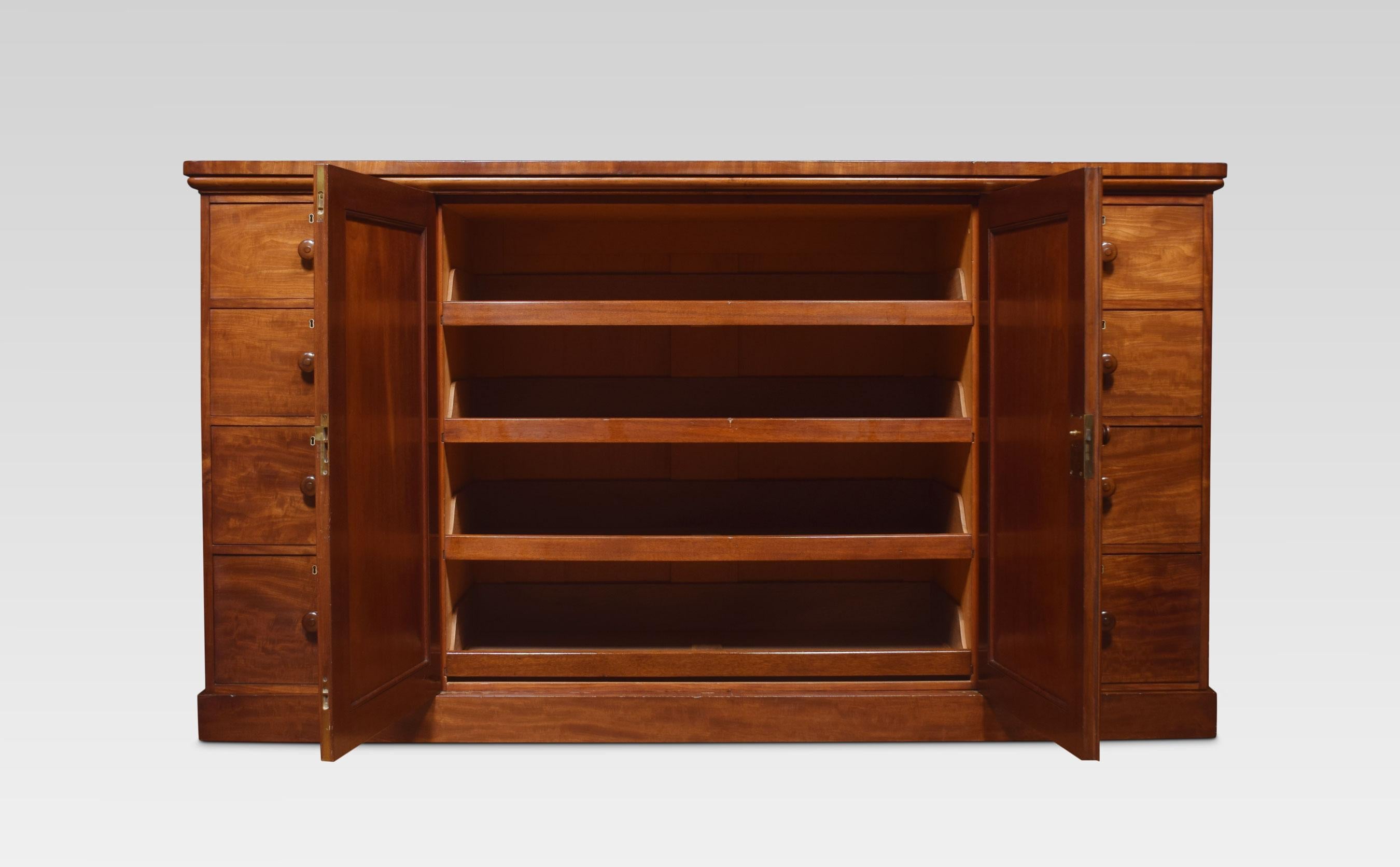 British Mahogany Low Linen Press by Holland and Sons