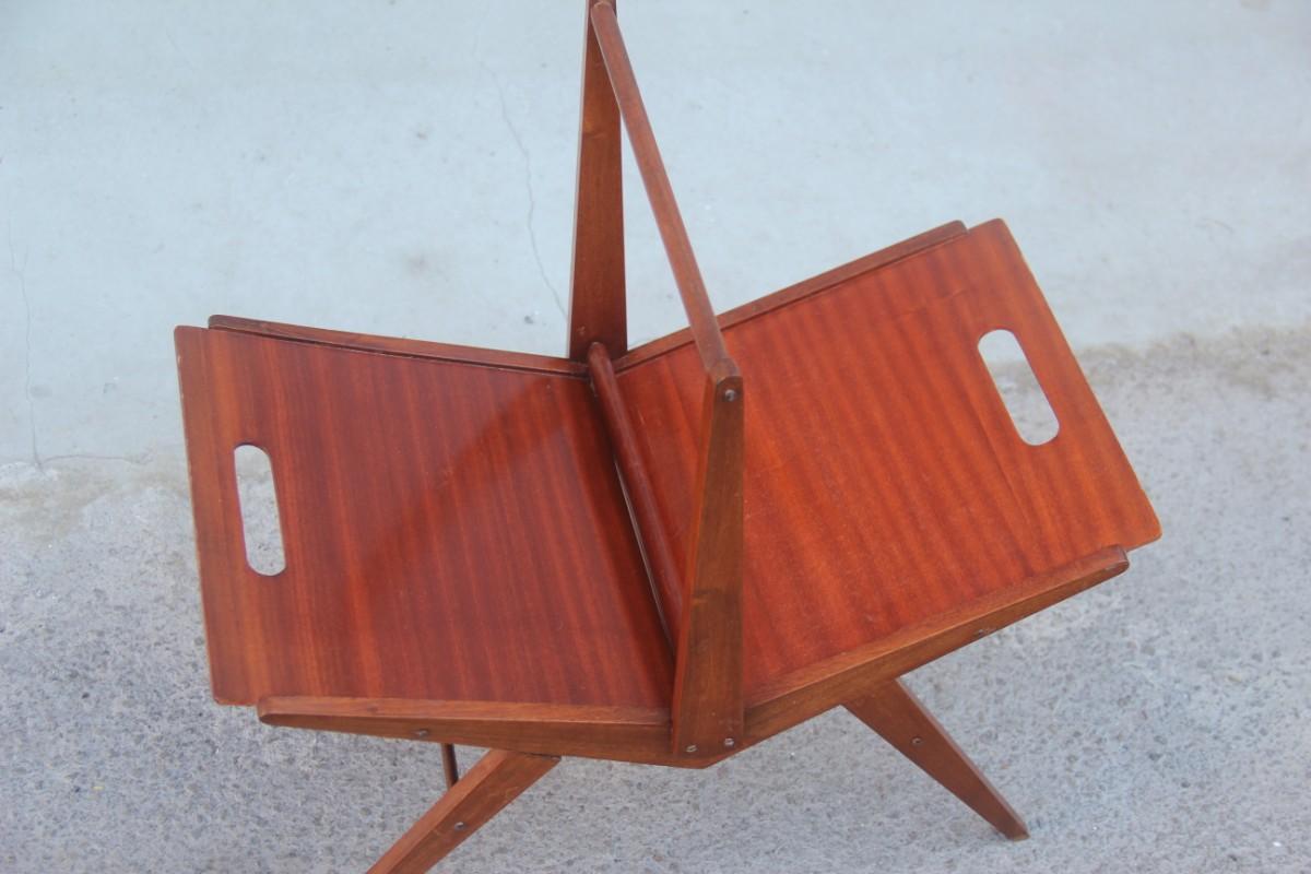 Mid-20th Century Mahogany Magazine Rack Mid-Century Modern Italian Design 1950s Geometric Shape  For Sale