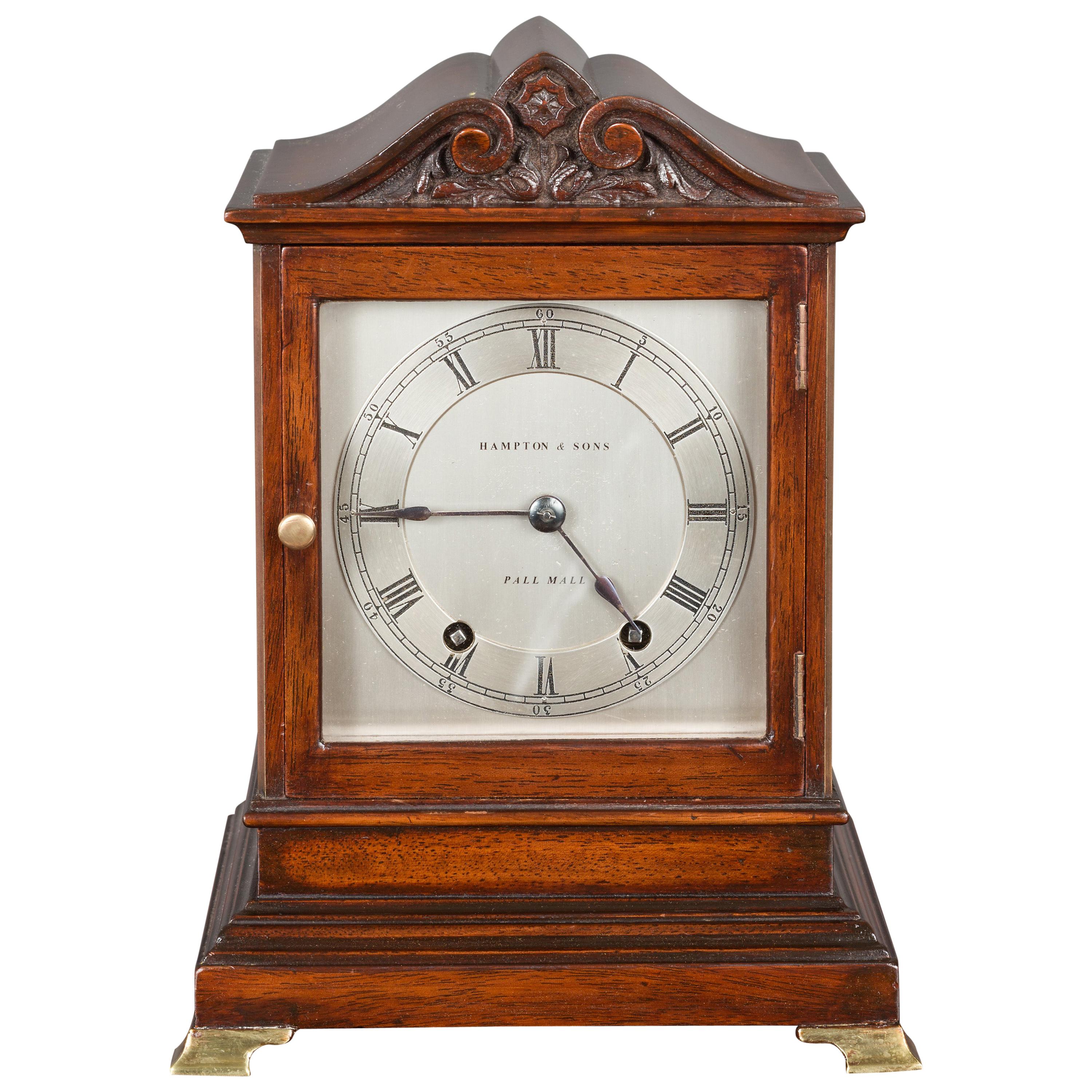 Mahogany Mantel Clock by Hampton & Sons, Pall Mall