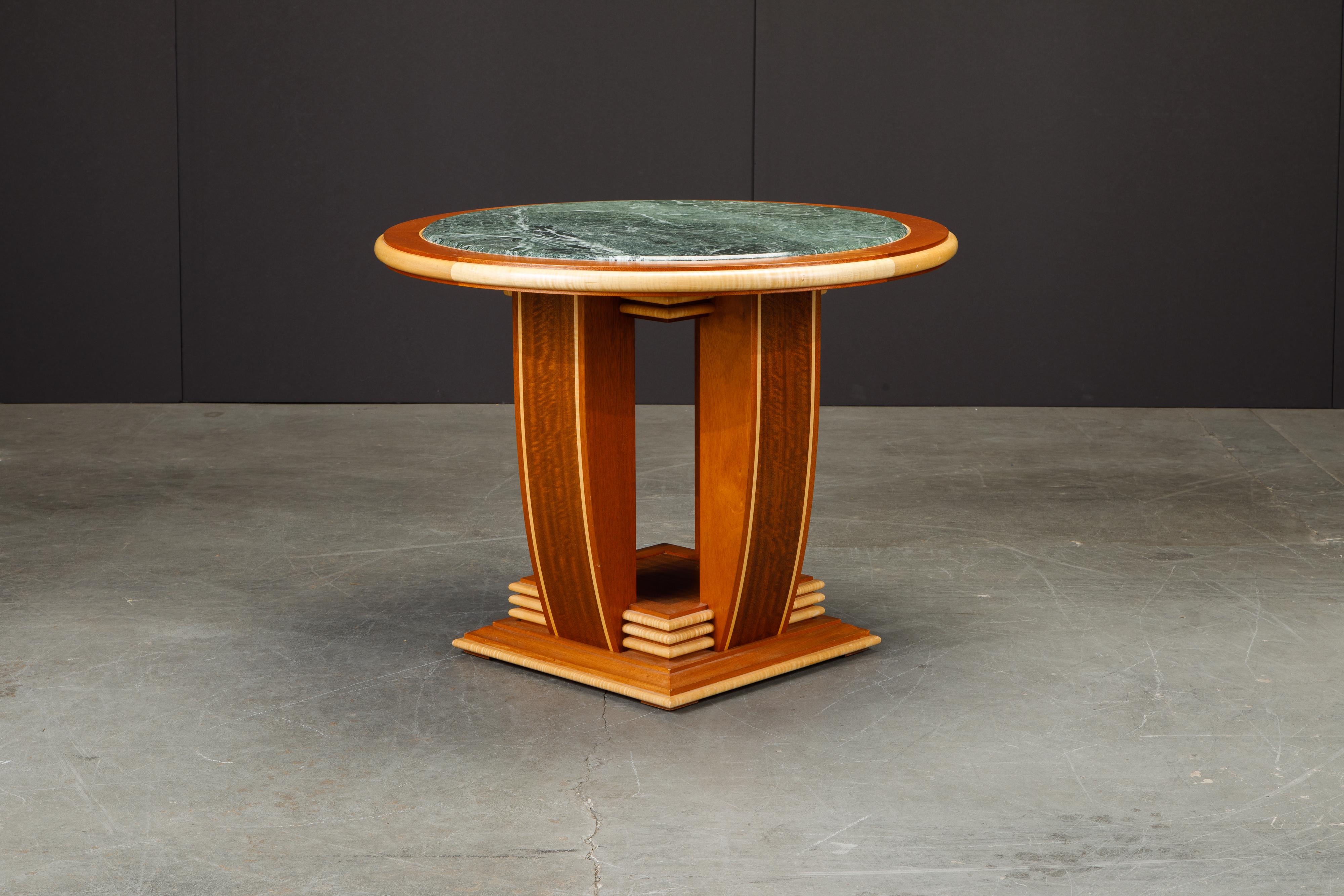 Art Deco Mahogany, Maple and Marble Center Table or Tea Table by Ron Puckett