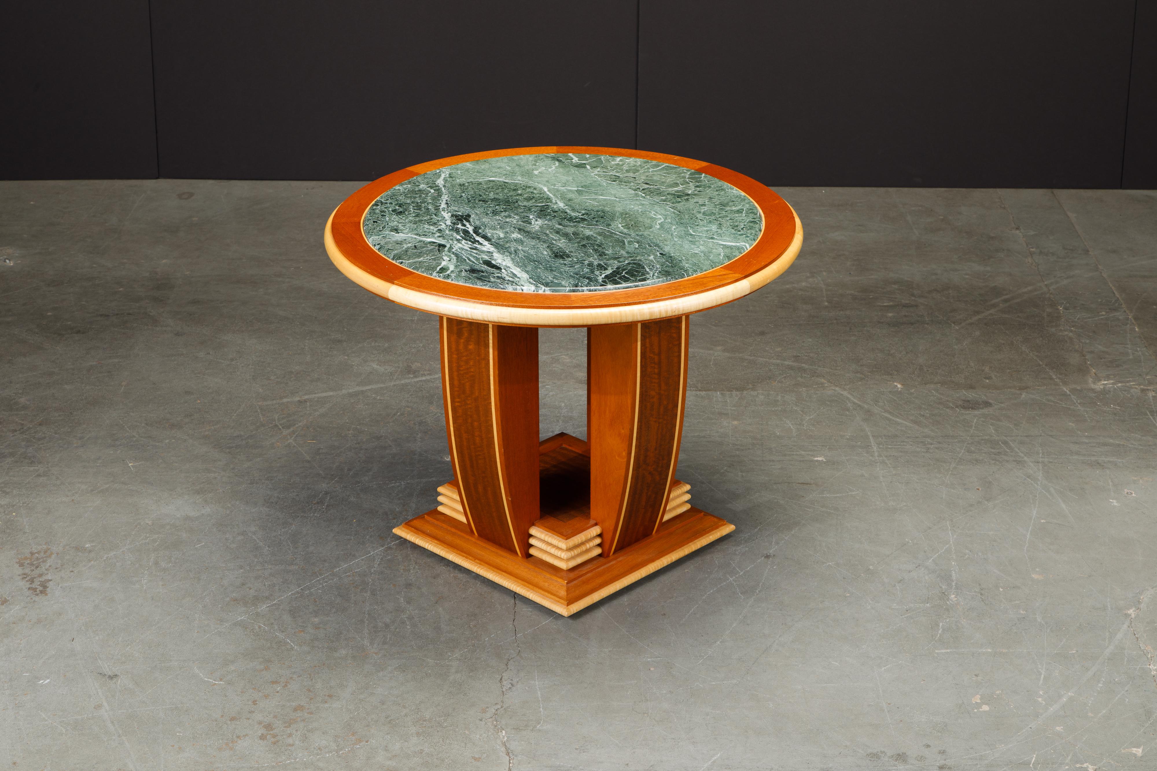 American Mahogany, Maple and Marble Center Table or Tea Table by Ron Puckett