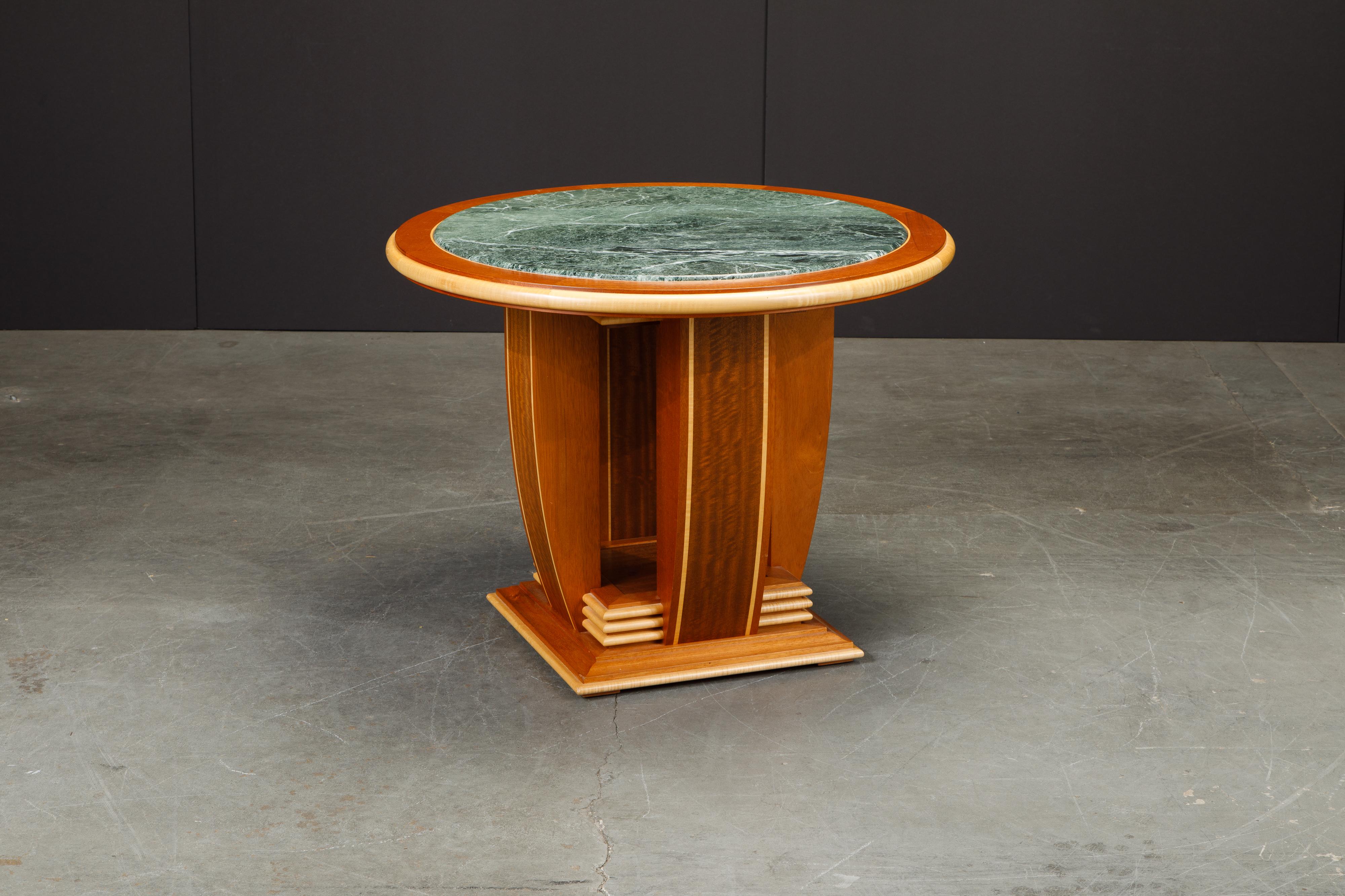 20th Century Mahogany, Maple and Marble Center Table or Tea Table by Ron Puckett