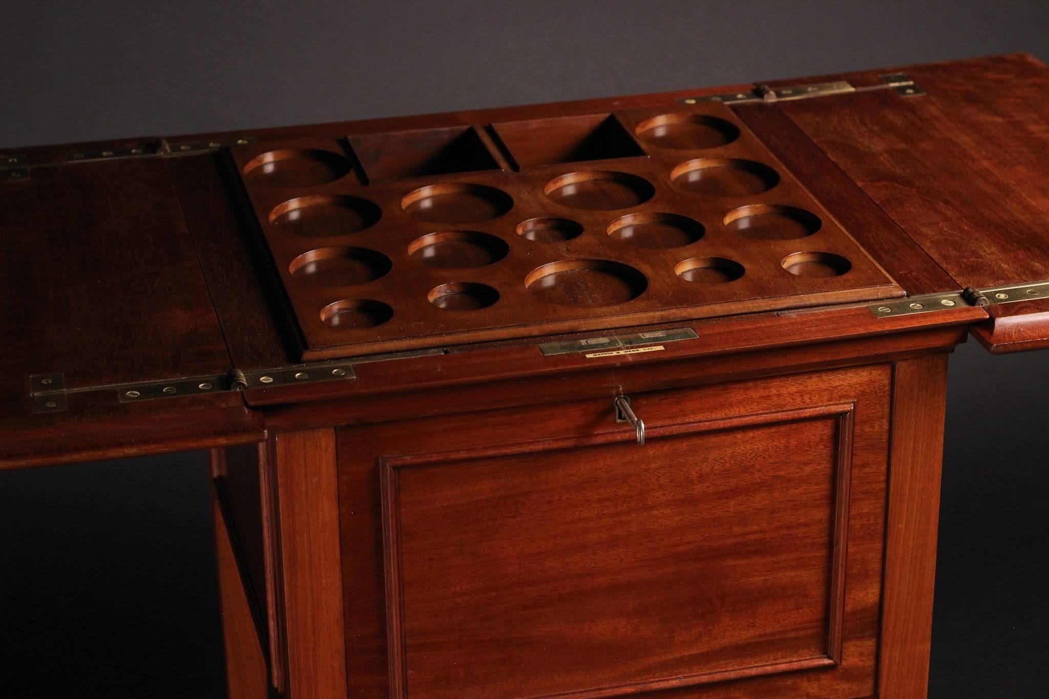 Early 20th Century Mahogany Mappin & Webb Rise and Fall Cocktail Cabinet or Dry Bar